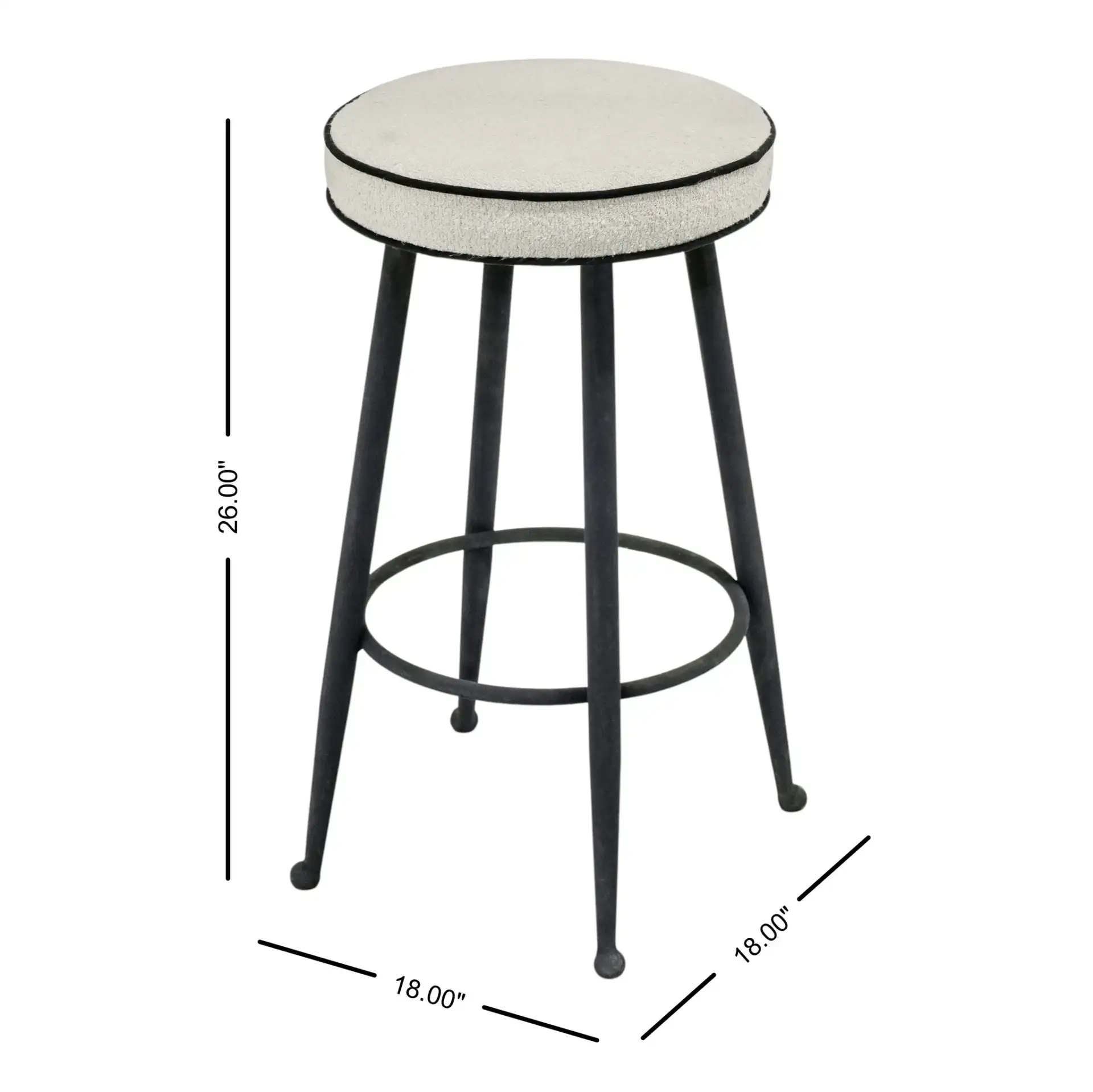 Serafina Counter Stool in Black / White, detail view