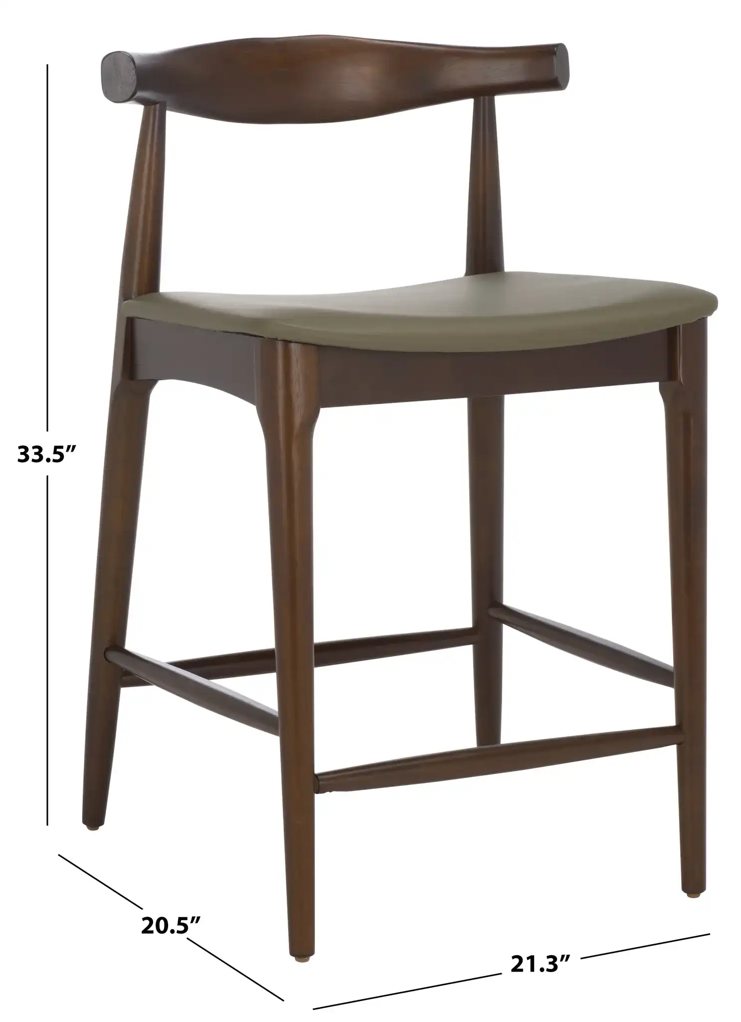 Elbow Counter Stool in Olive / Espresso, detail view