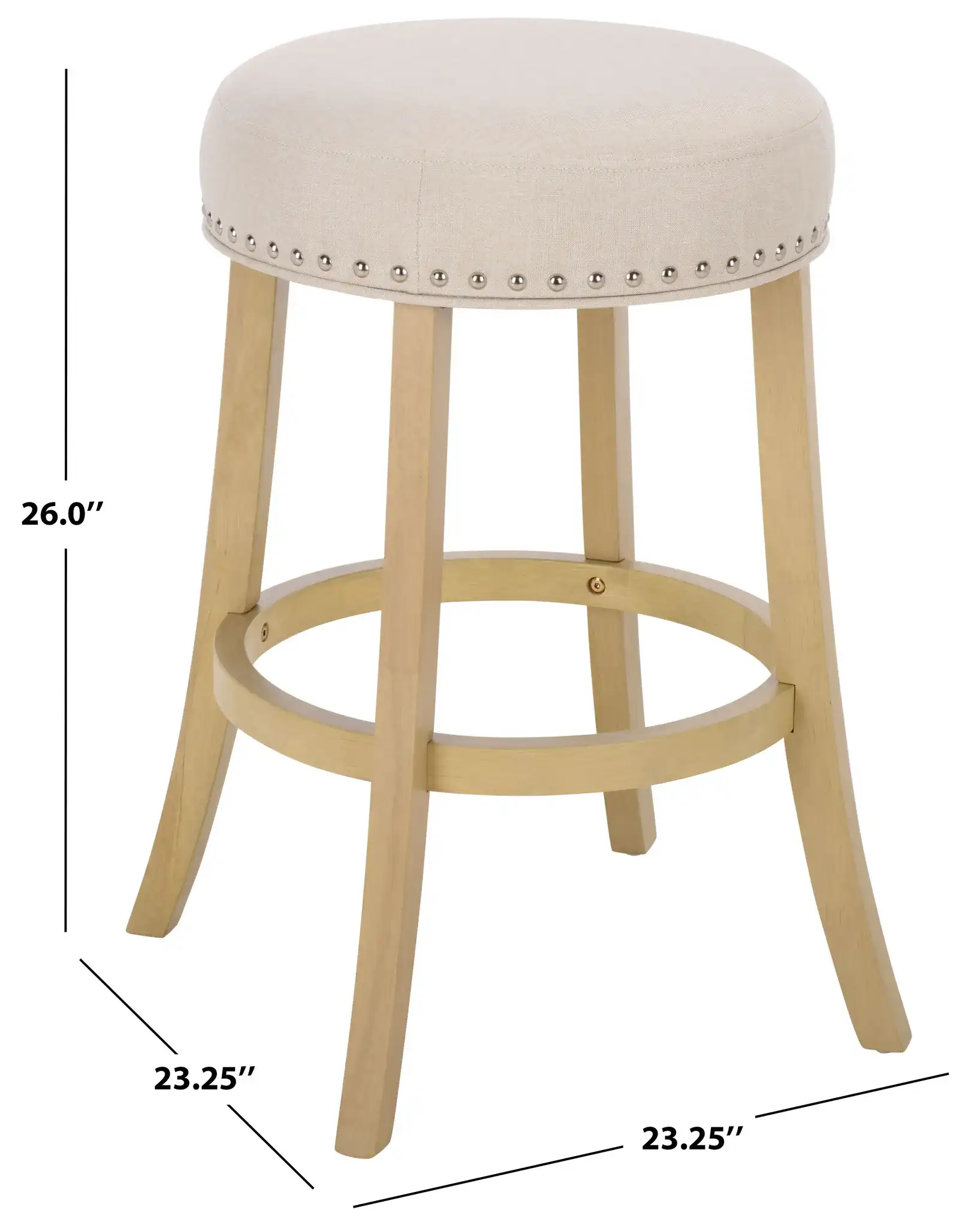 Amato Counter Stool in Cream / Natural, detail view