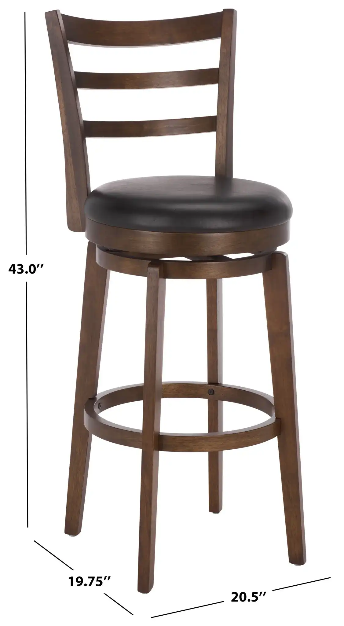 Hiroto Barstool in Black / Walnut, detail view