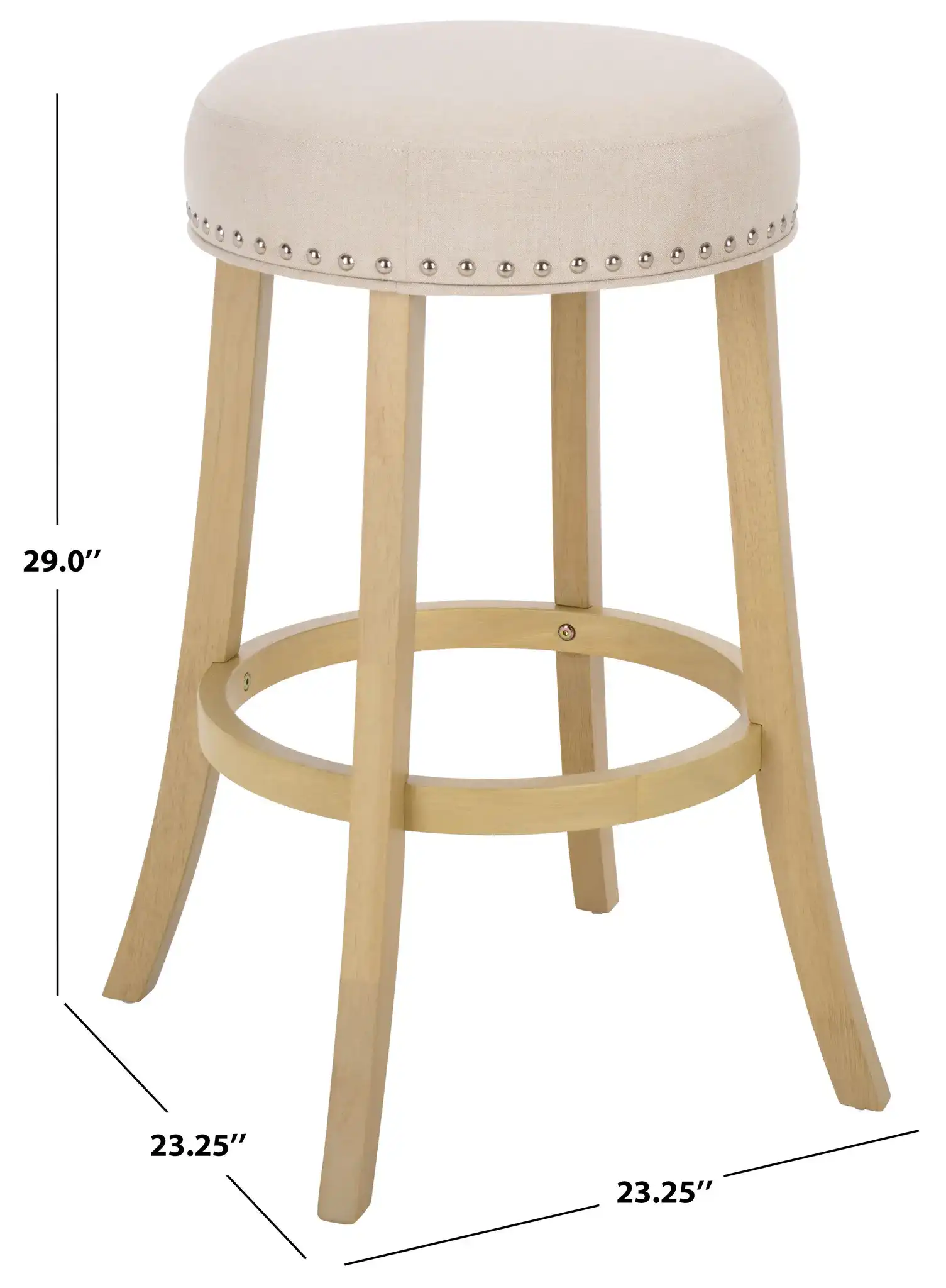 Mumbai Barstool in Cream / Natural, detail view