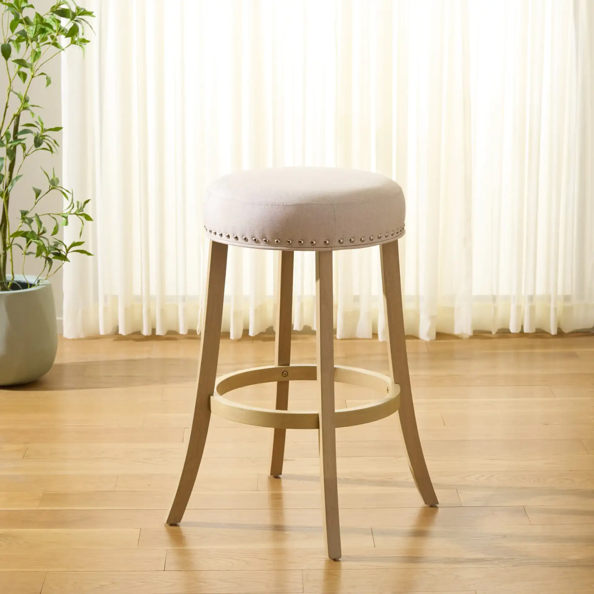 Mumbai Barstool in Cream / Natural in a styled room
