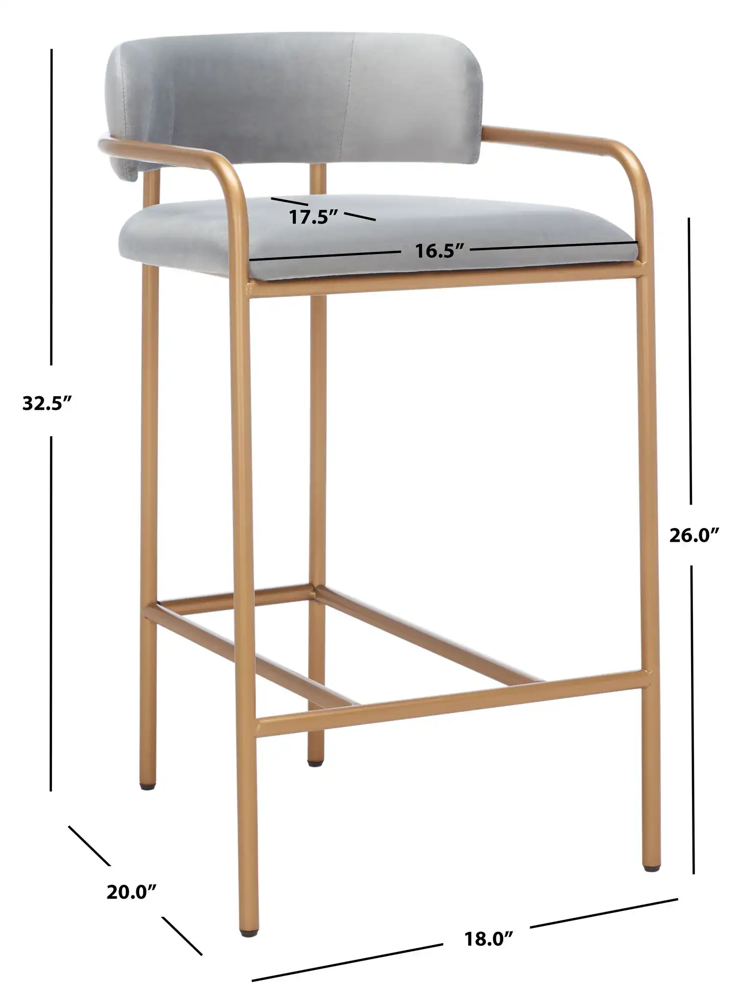 Camille Counter Stool in Dark Gray / Gold, detail view