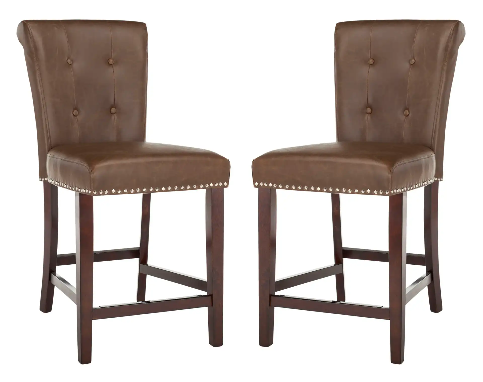 Taylor Counter Stool (Set of 2) in Beige / Chrome Ring / Espresso Legs