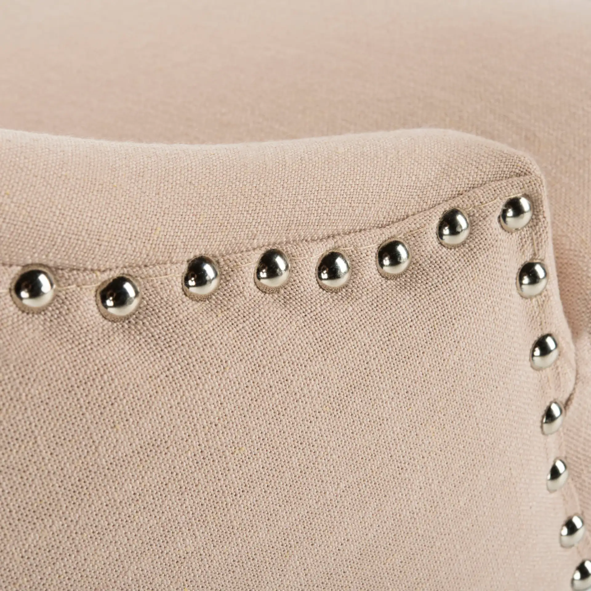 Eleni Tufted Bar Stool (Set of 2) in Beige Linen / Chrome Ring / Espresso Leg in a styled room
