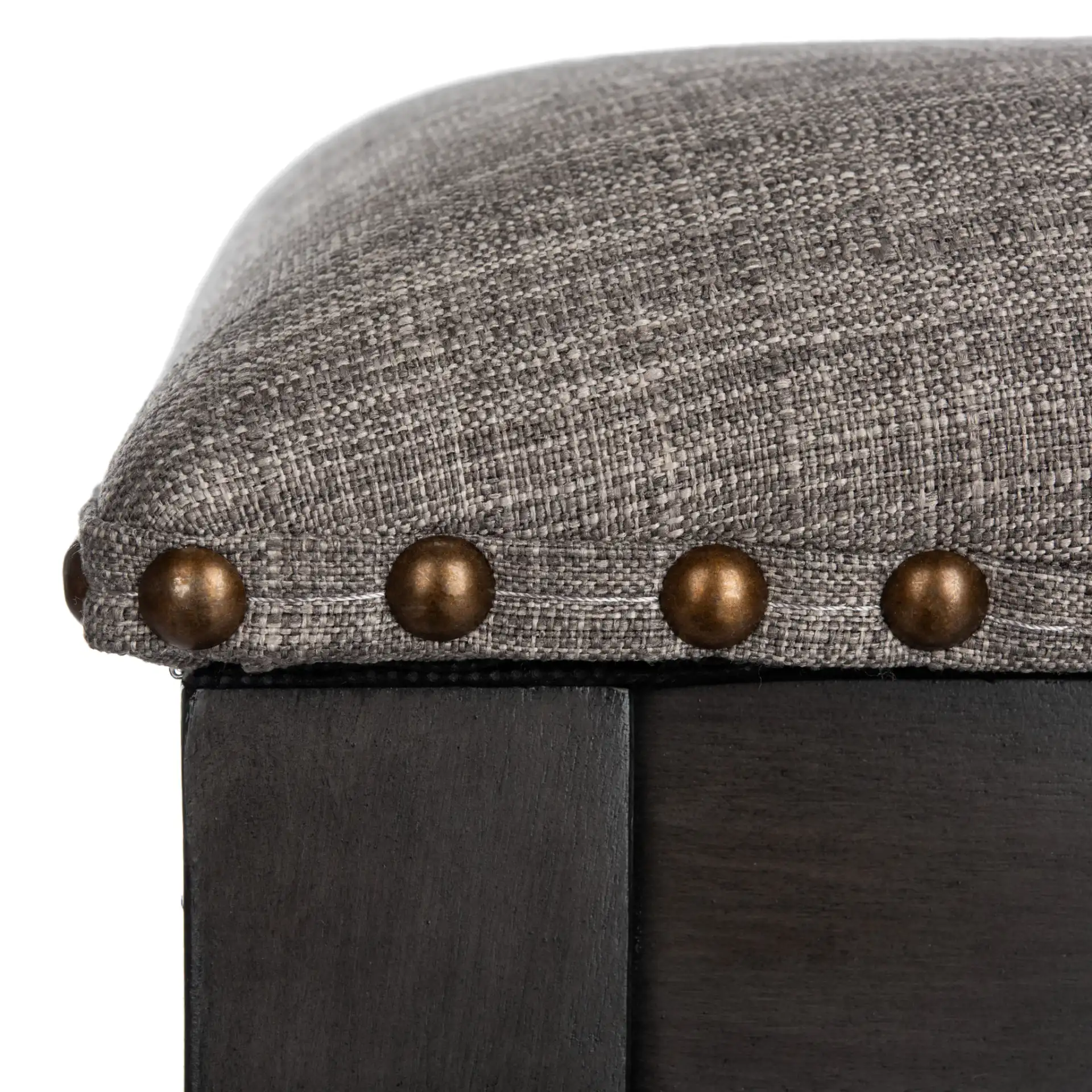 Preston Bar Stool (Set of 2) in Gray Linen / Gray Walnut / Copper Nh in a styled room