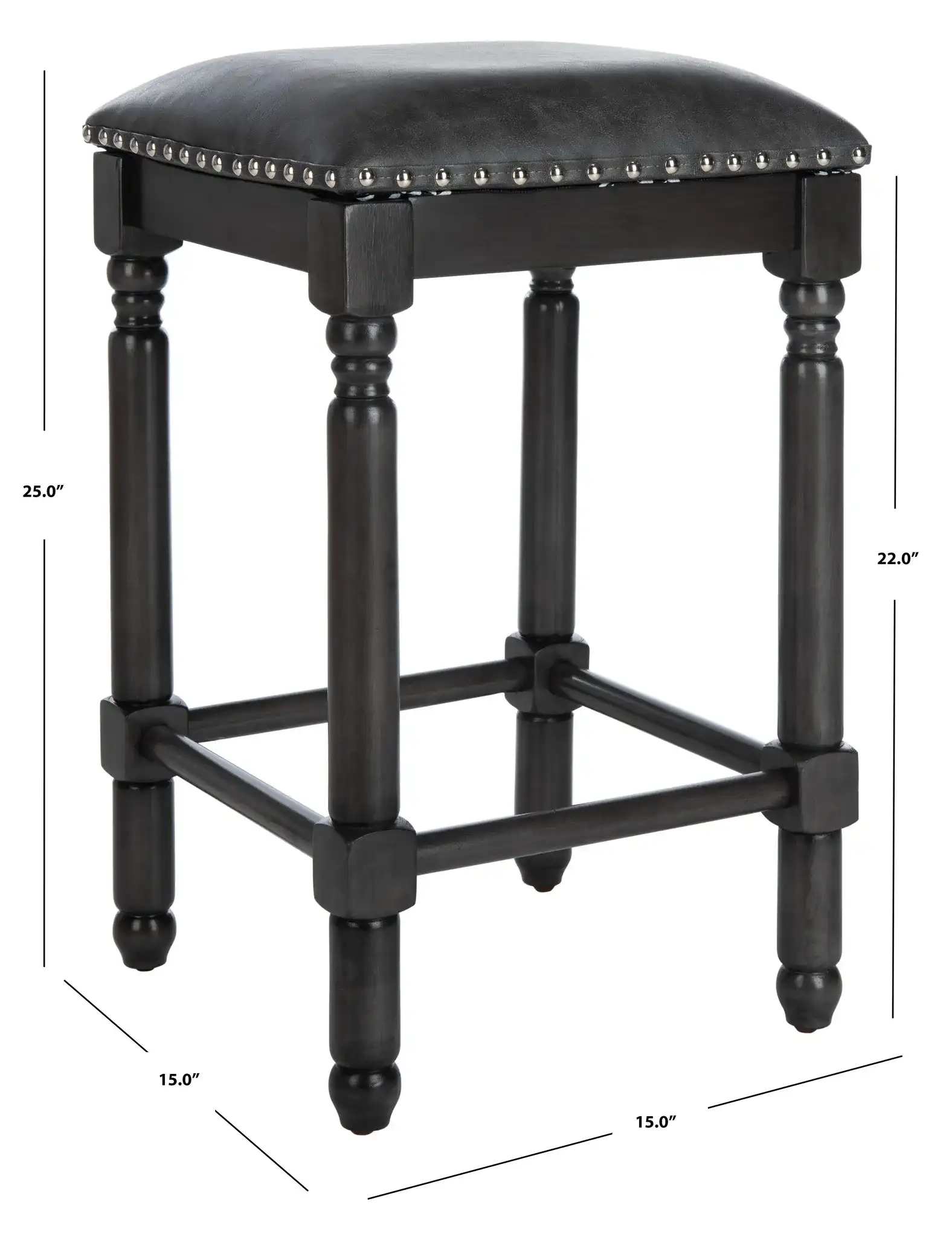 Preston Counter Stool (Set of 2) in Gray Linen / Gray Walnut / Copper Nh, detail view