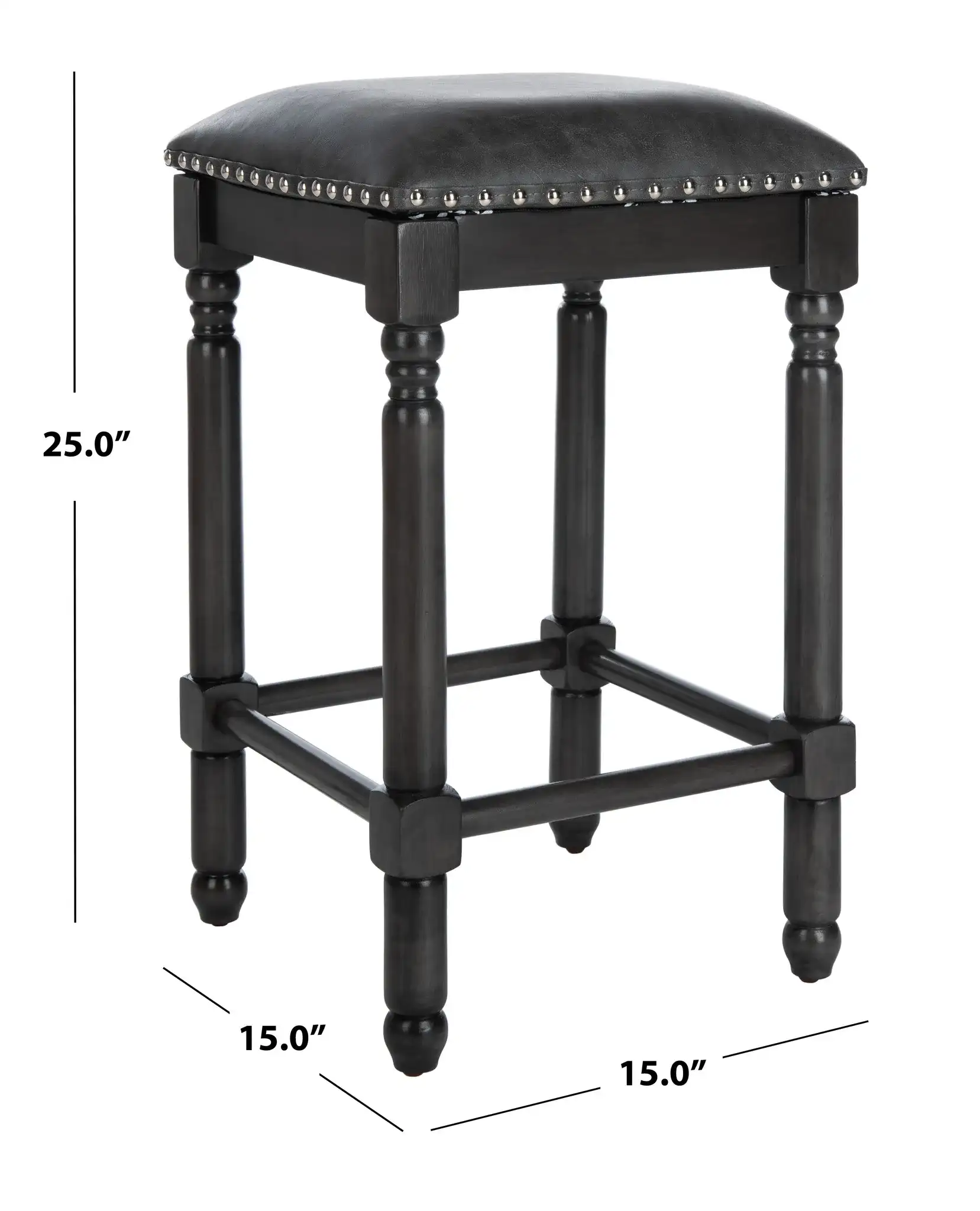Preston Counter Stool (Set of 2) in Gray Linen / Gray Walnut / Copper Nh, detail view
