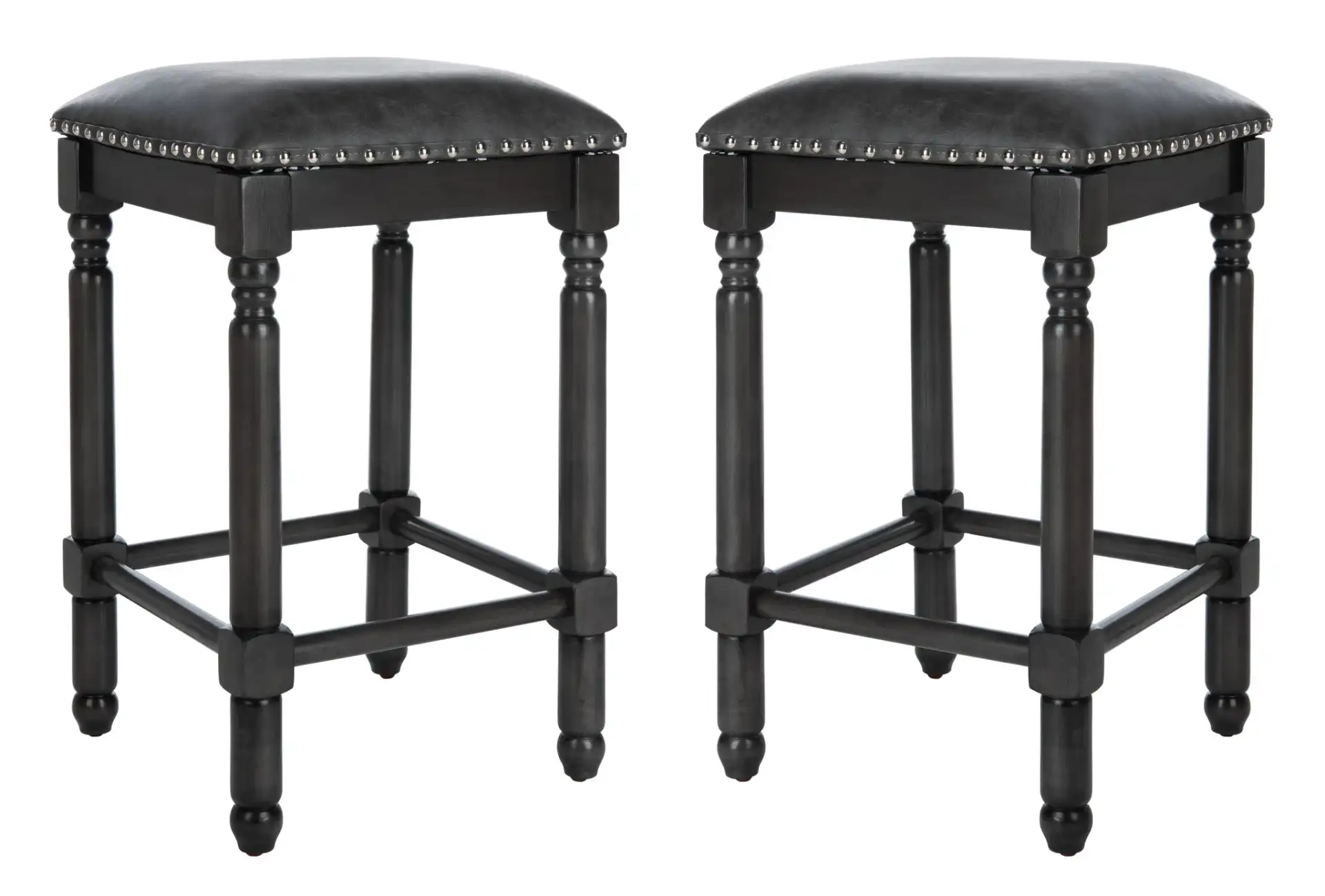 Preston Counter Stool (Set of 2) in Gray Linen / Gray Walnut / Copper Nh, detail view