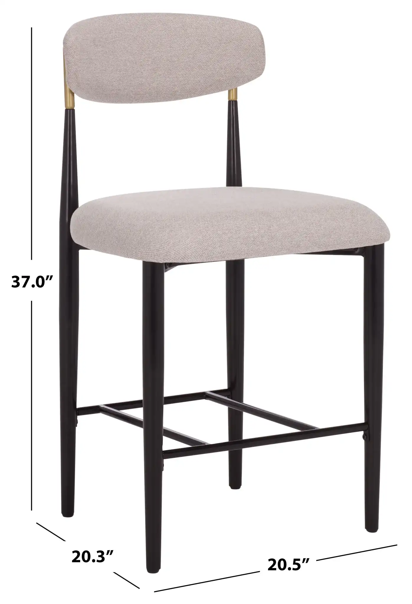 Covelle Counter Stool (Set of 2) in Black Gold / Dove Gray, detail view