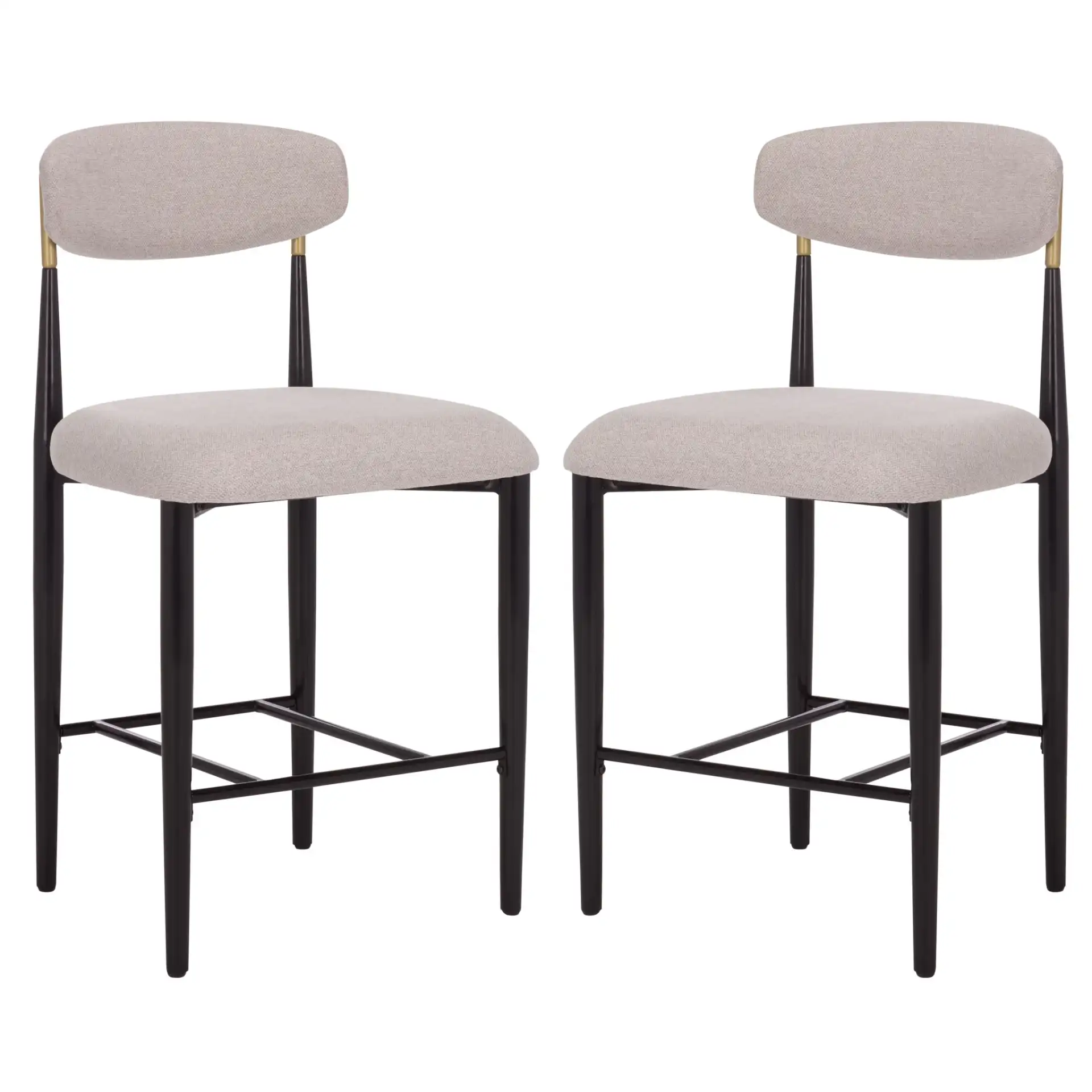 Covelle Counter Stool (Set of 2) in Black Gold / Dove Gray, detail view