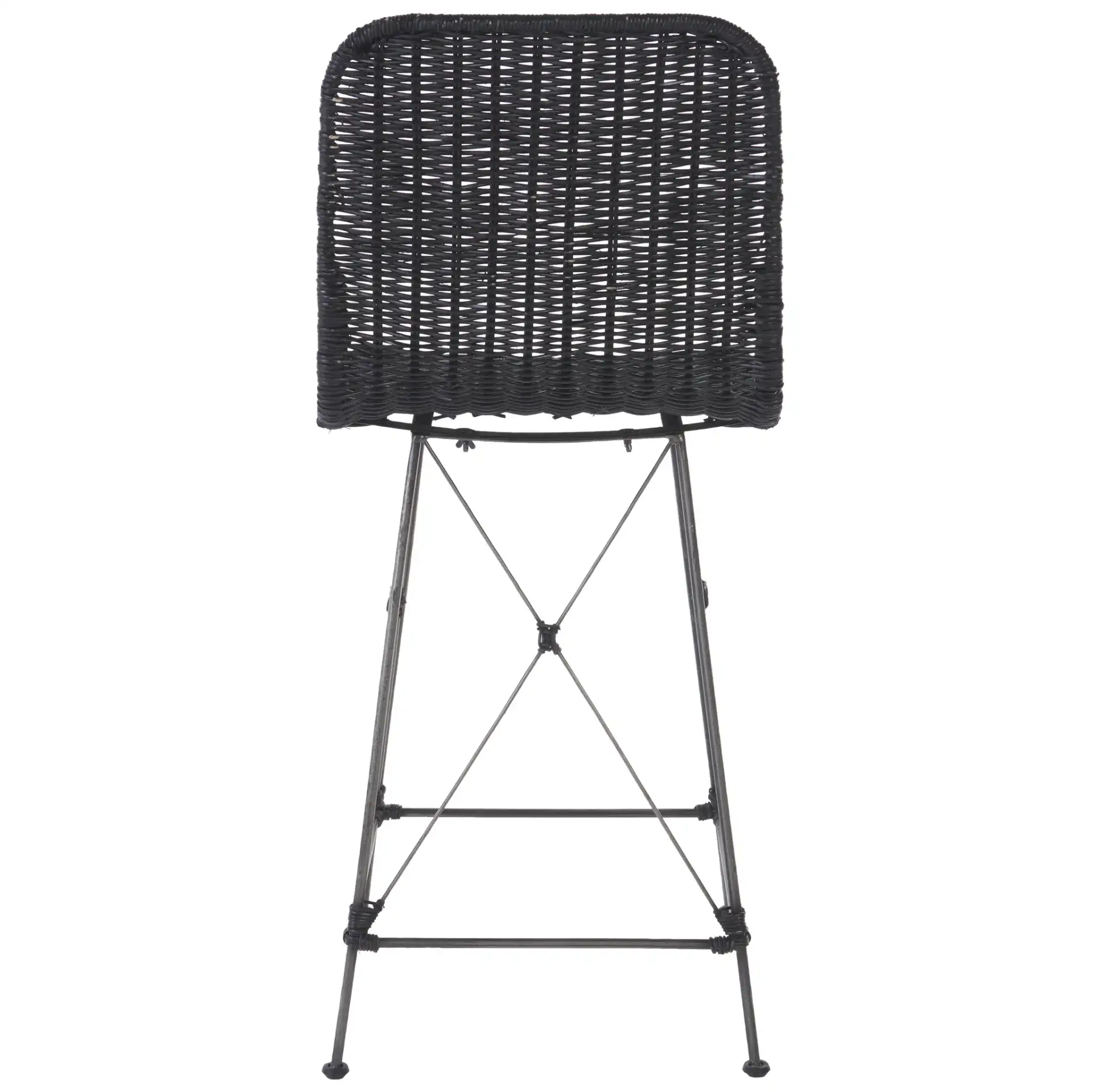 Minerva Weaved Counter Stool (Set of 2) in Black, detail view