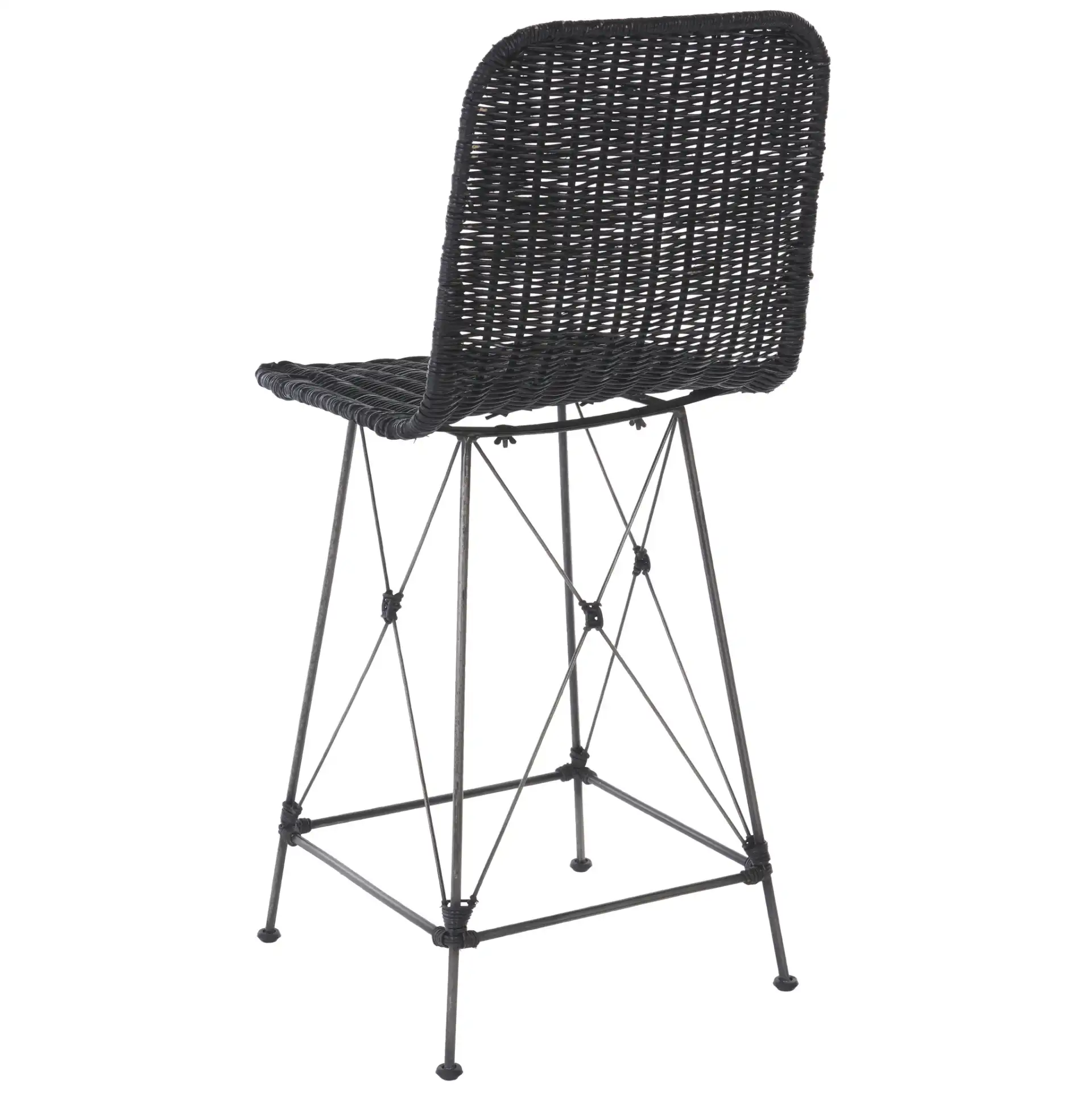 Minerva Weaved Counter Stool (Set of 2) in Black, detail view