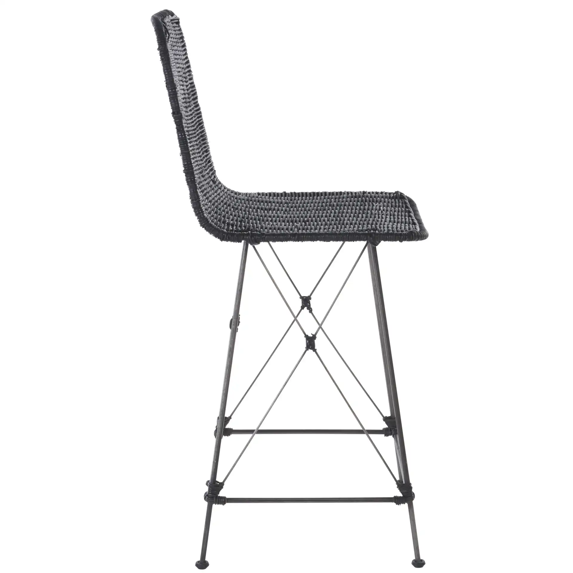 Minerva Weaved Counter Stool (Set of 2) in Black, detail view