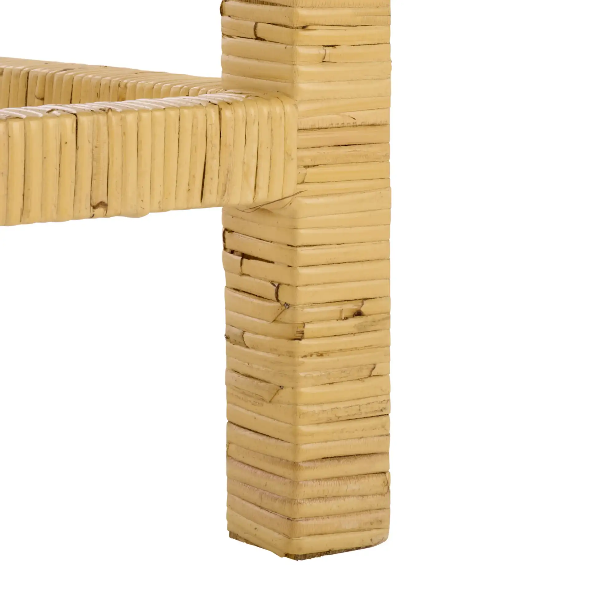 Tojo Cane Roundback Counter Stool in Natural / White, detail view