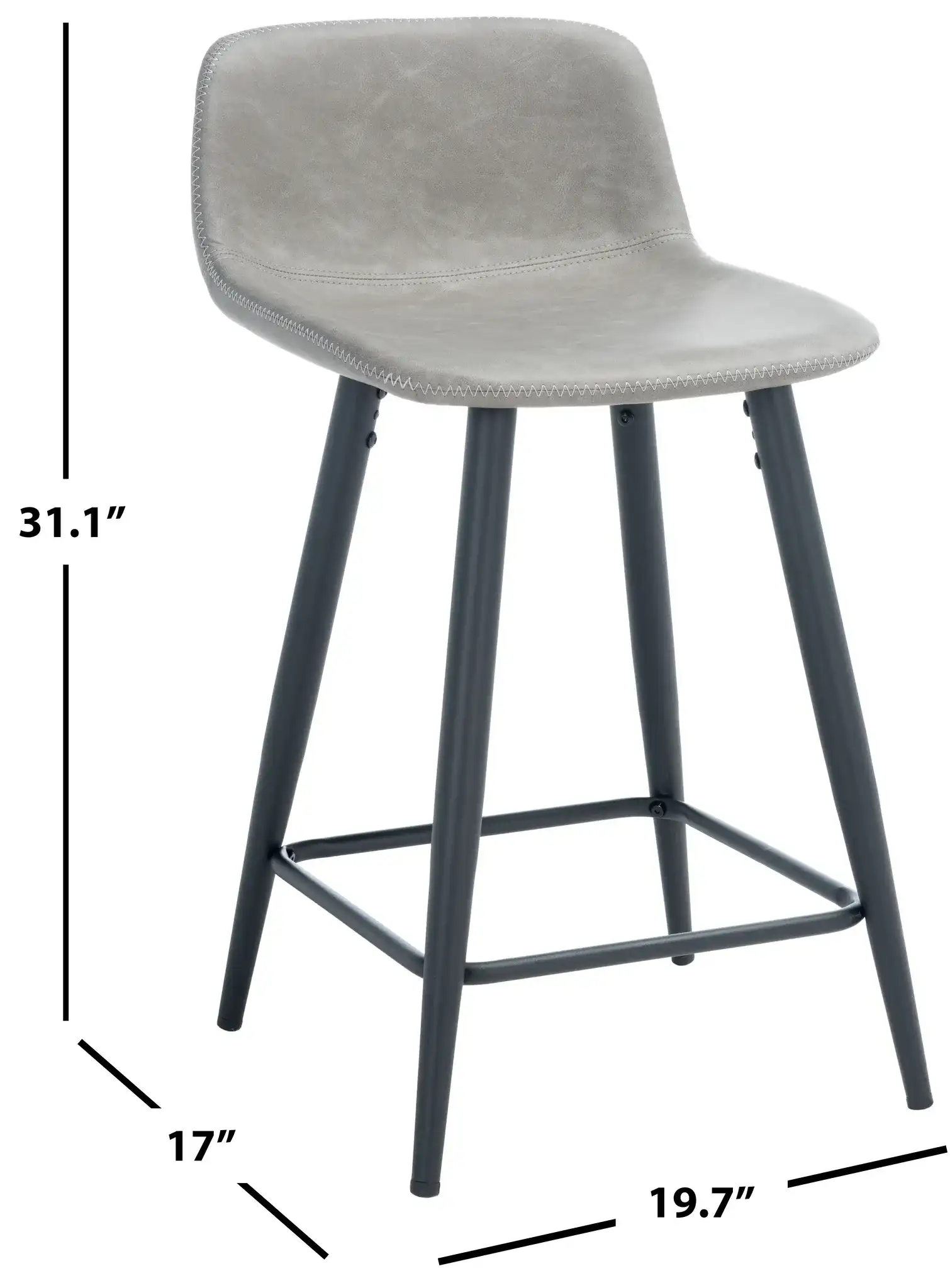 Asena Counter Stool in Gray / Black, detail view