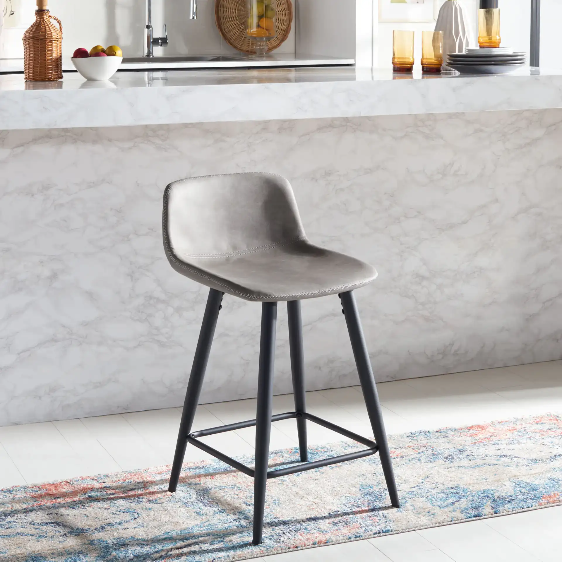 Asena Counter Stool in Gray / Black in a styled room