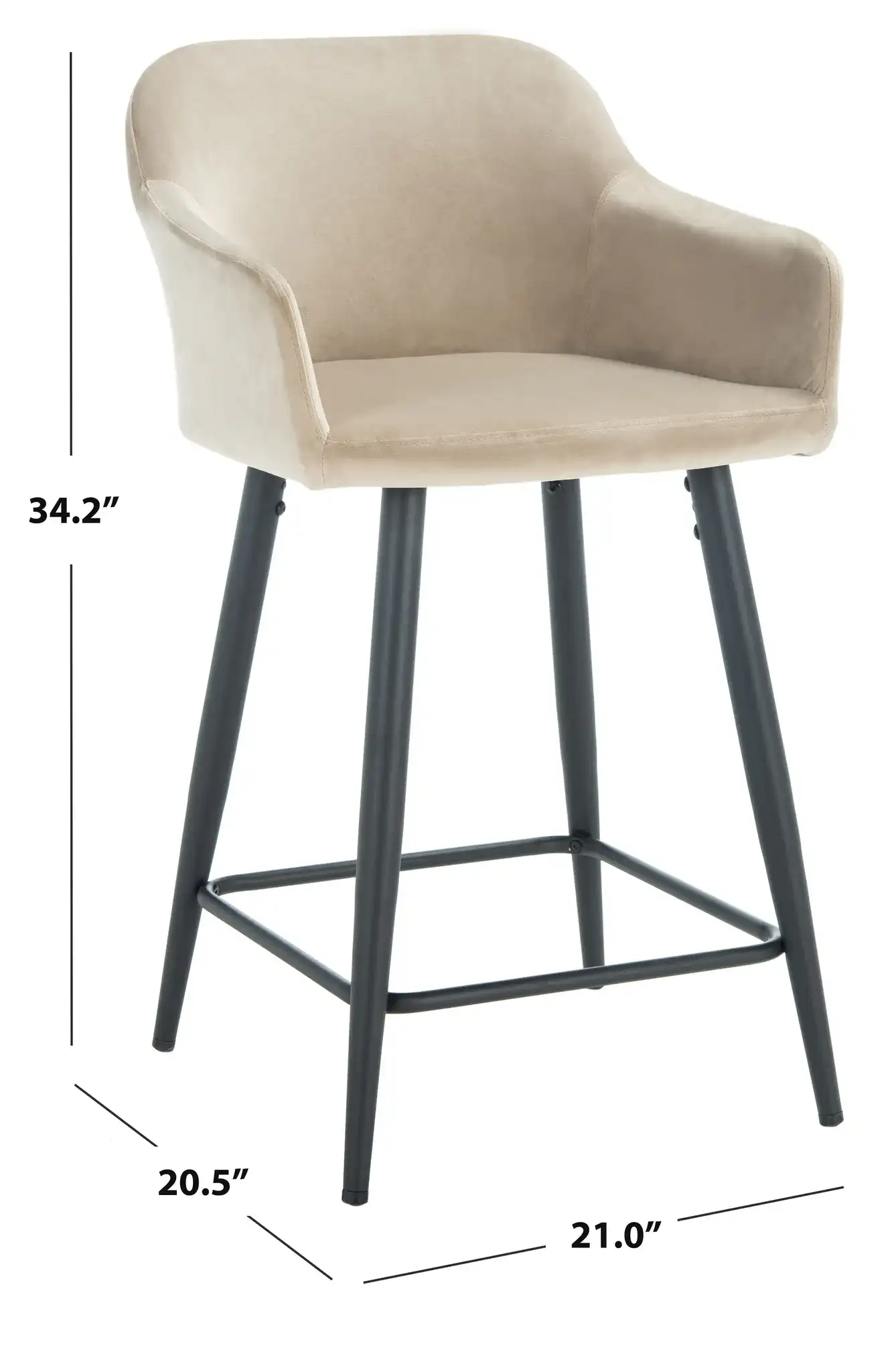 Cataleya Counter Stool in Taupe / Black, detail view