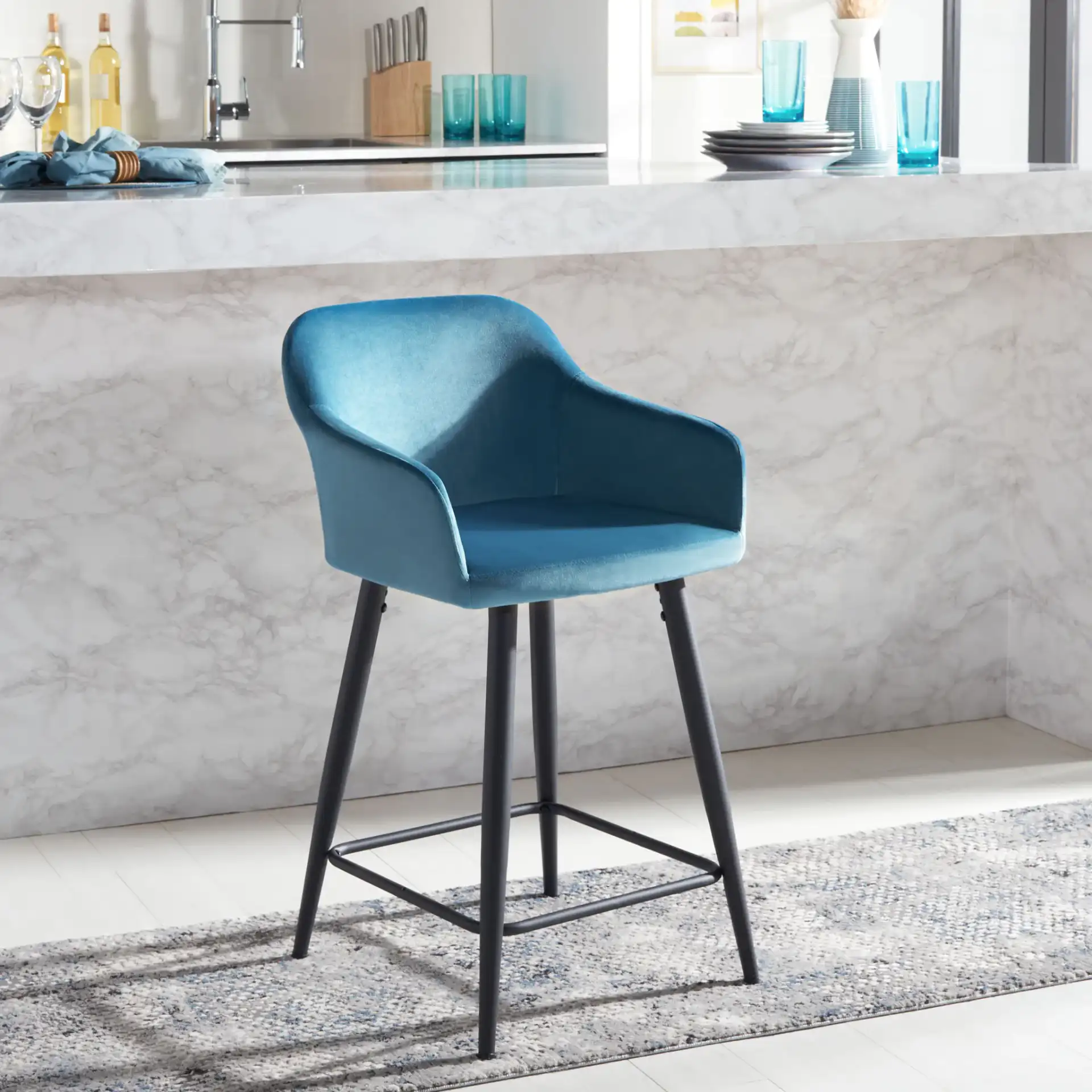 Cataleya Counter Stool in Taupe / Black in a styled room