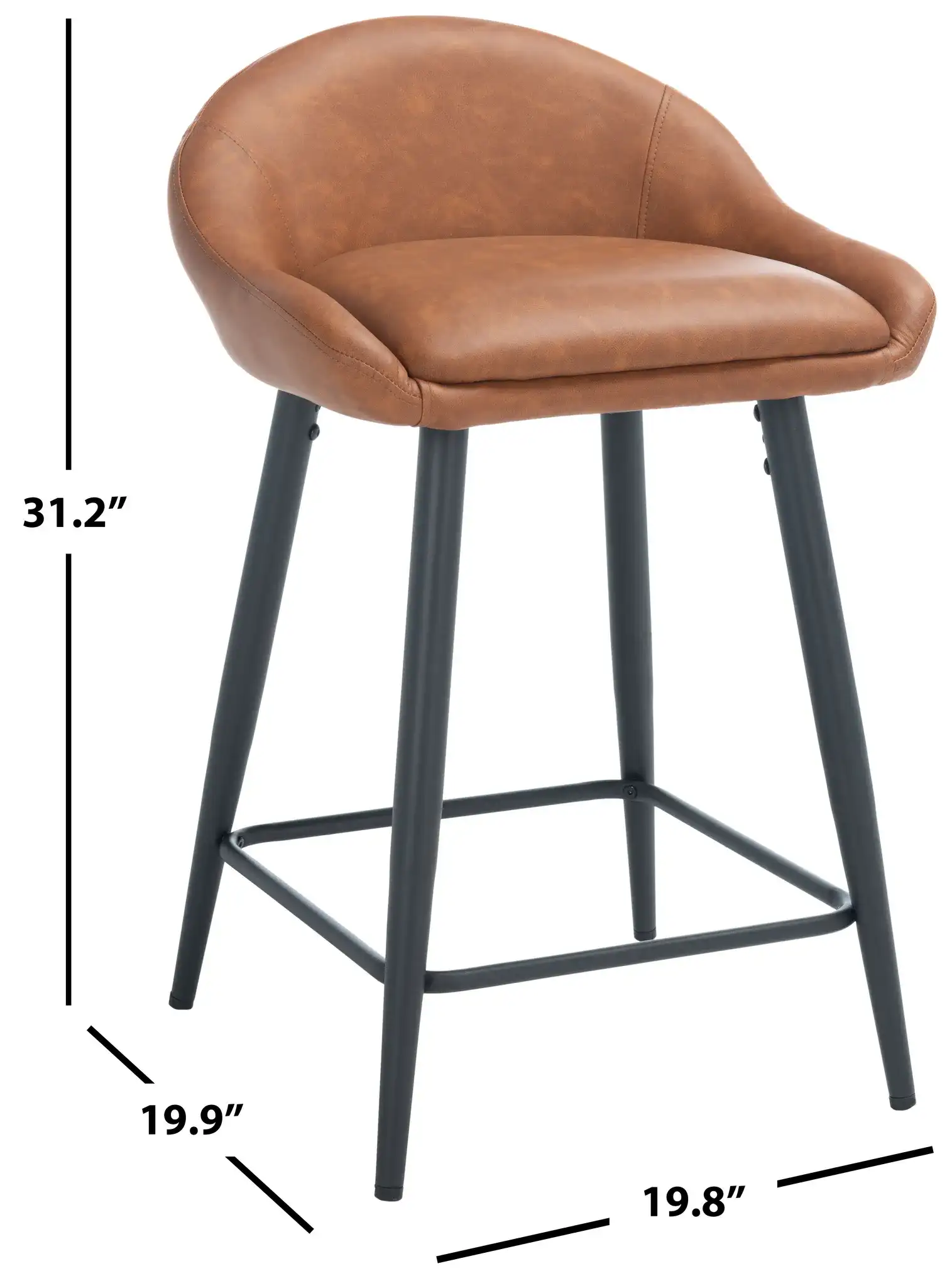 Anson Counter Stool in Cigar / Black, detail view