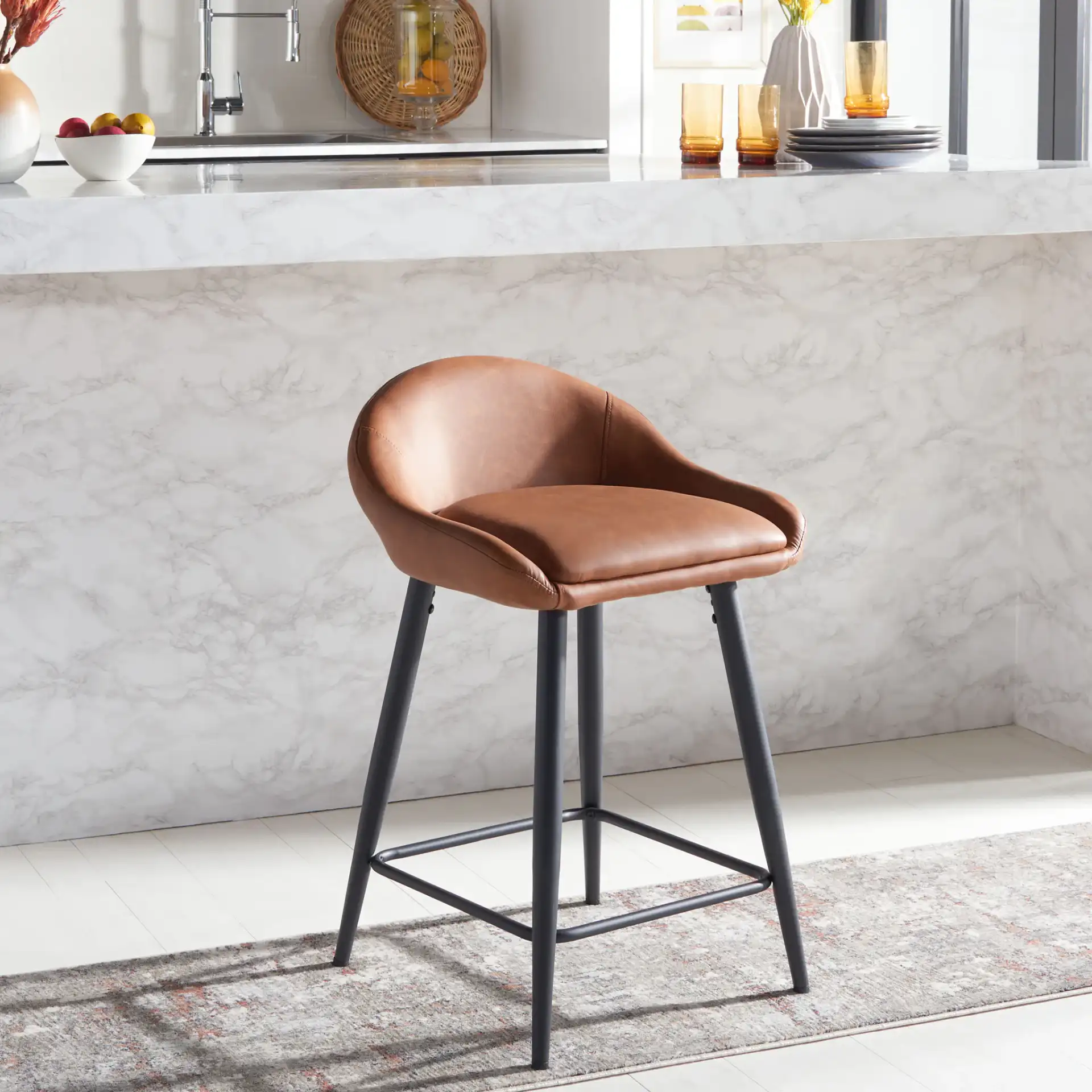 Anson Counter Stool in Cigar / Black in a styled room