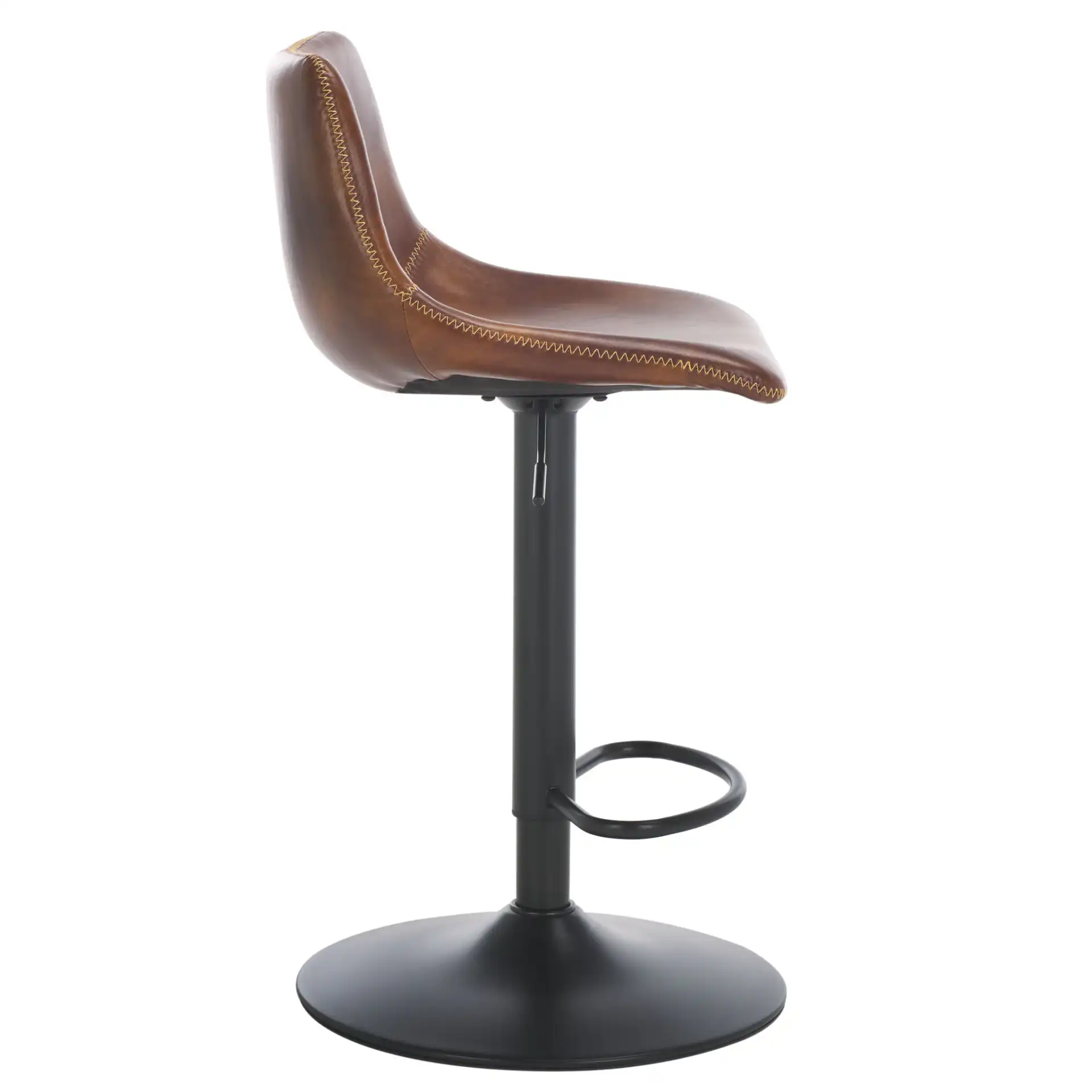Aelin Adjustable Bar Stool in Brown / Black, detail view