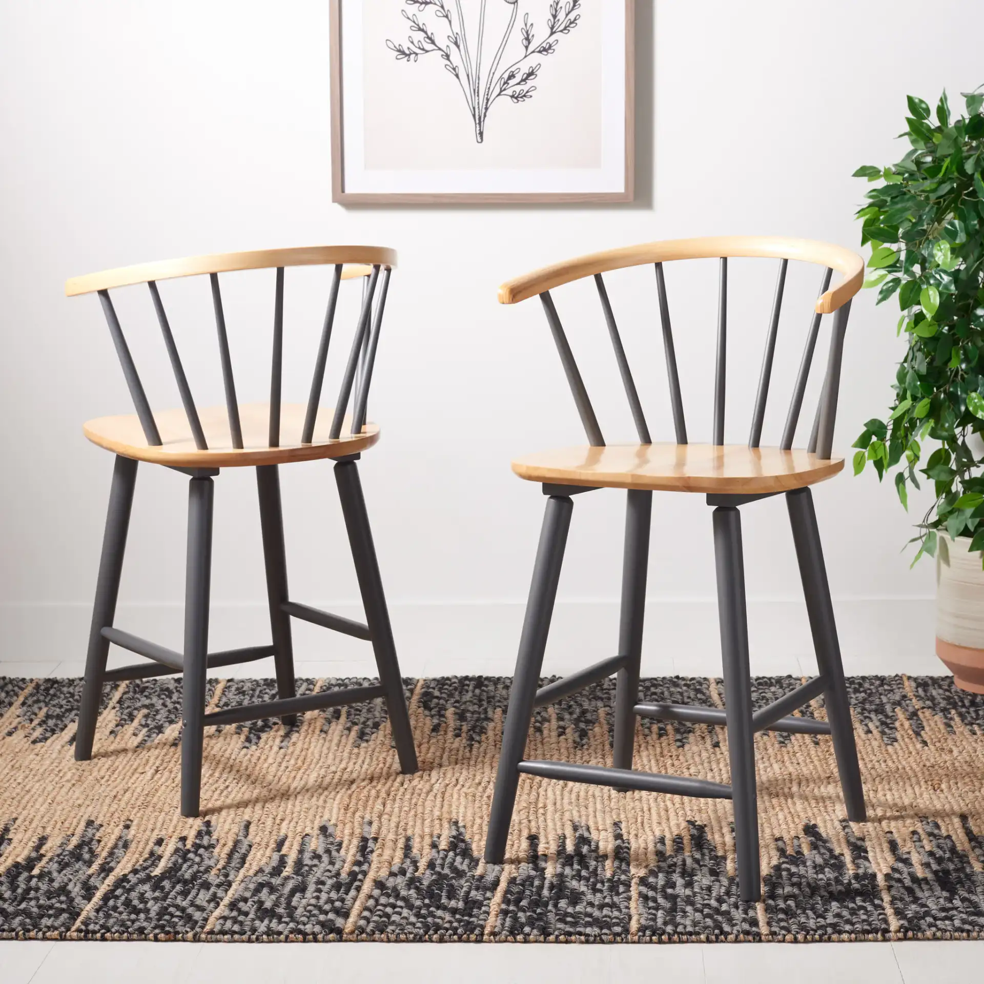 Blanchard Counter Stool (Set of 2) in Natural / Gray in a styled room