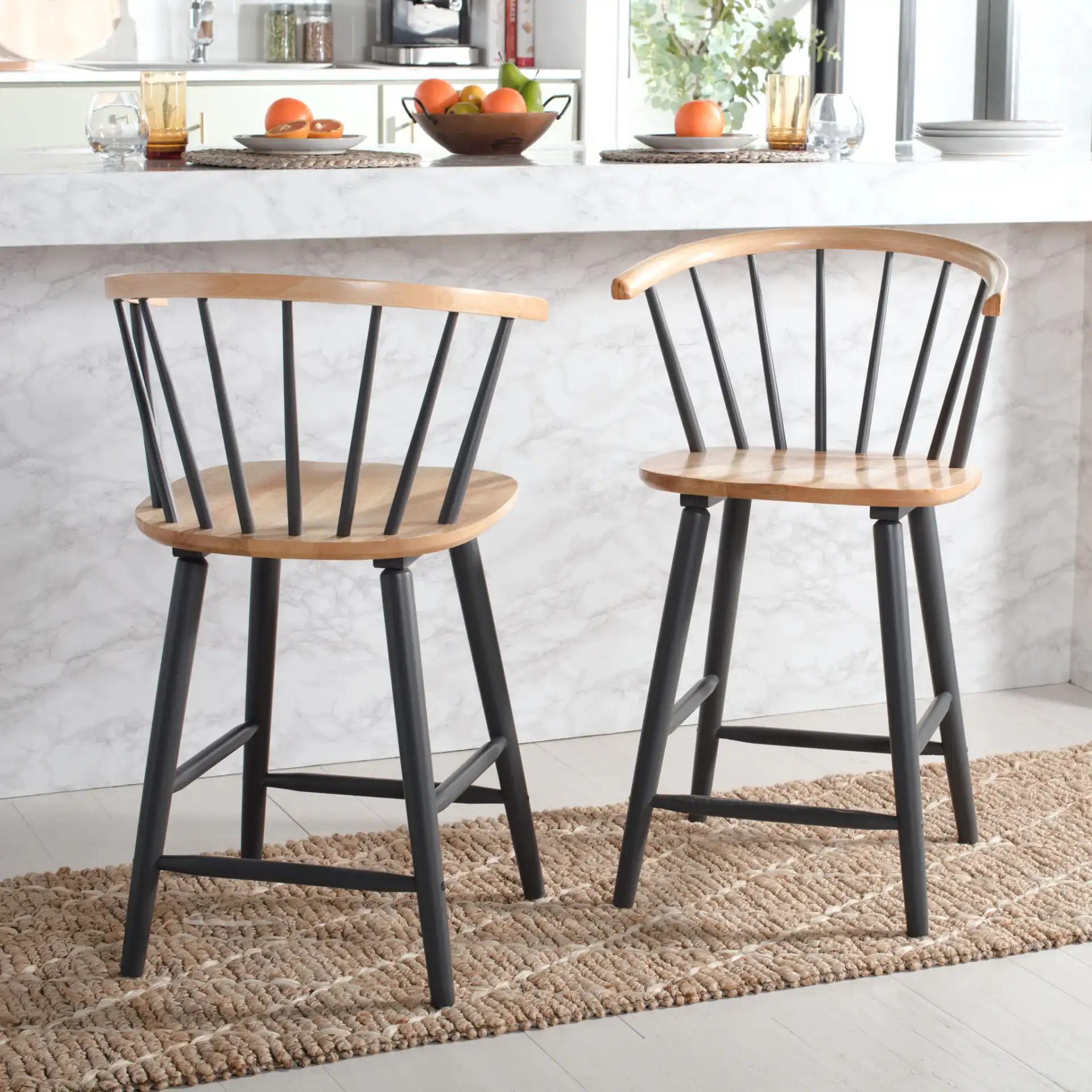 Blanchard Counter Stool (Set of 2) in Natural / Gray in a styled room