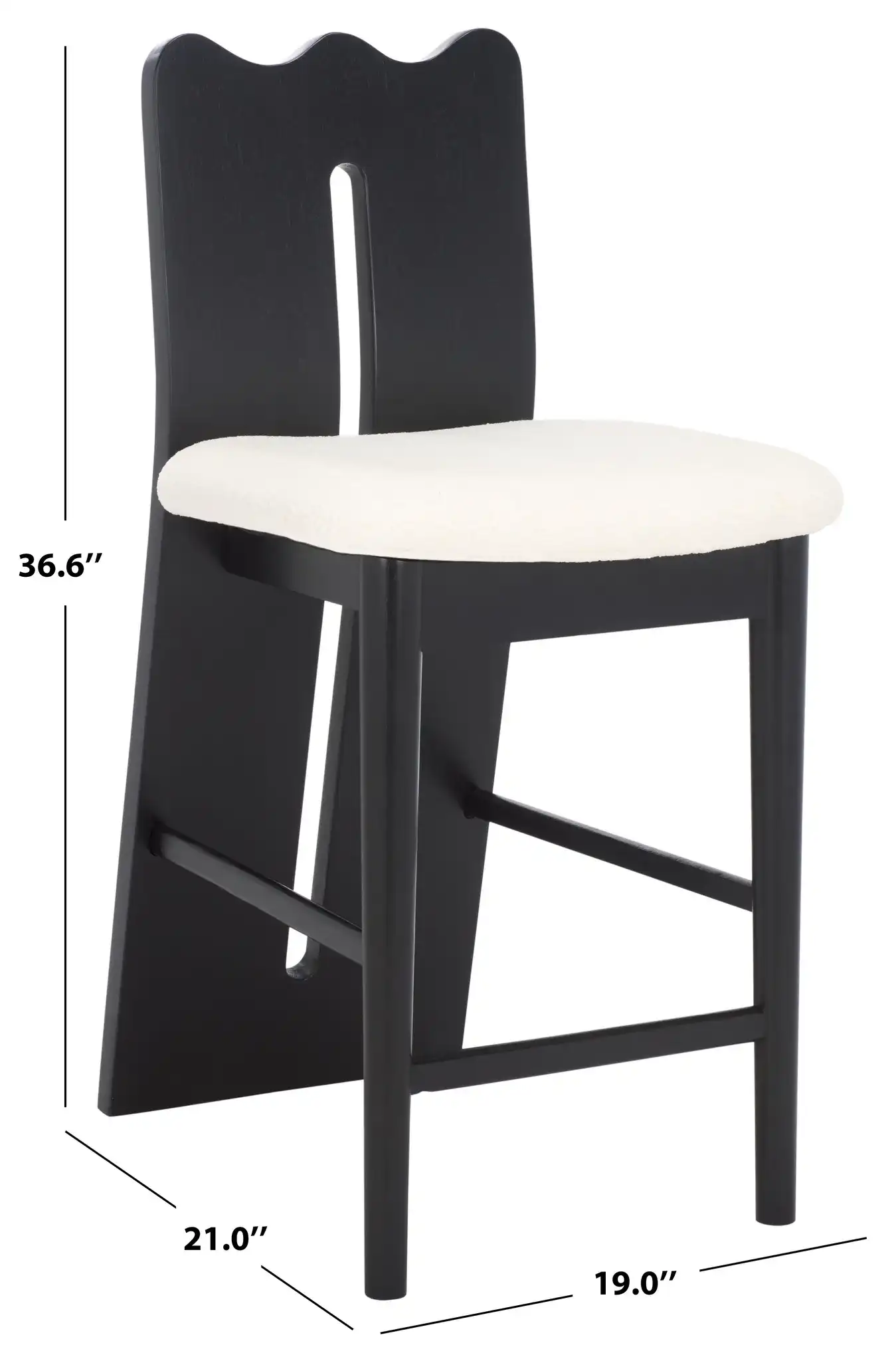Kieran Counter Stool in Cream / Black, detail view