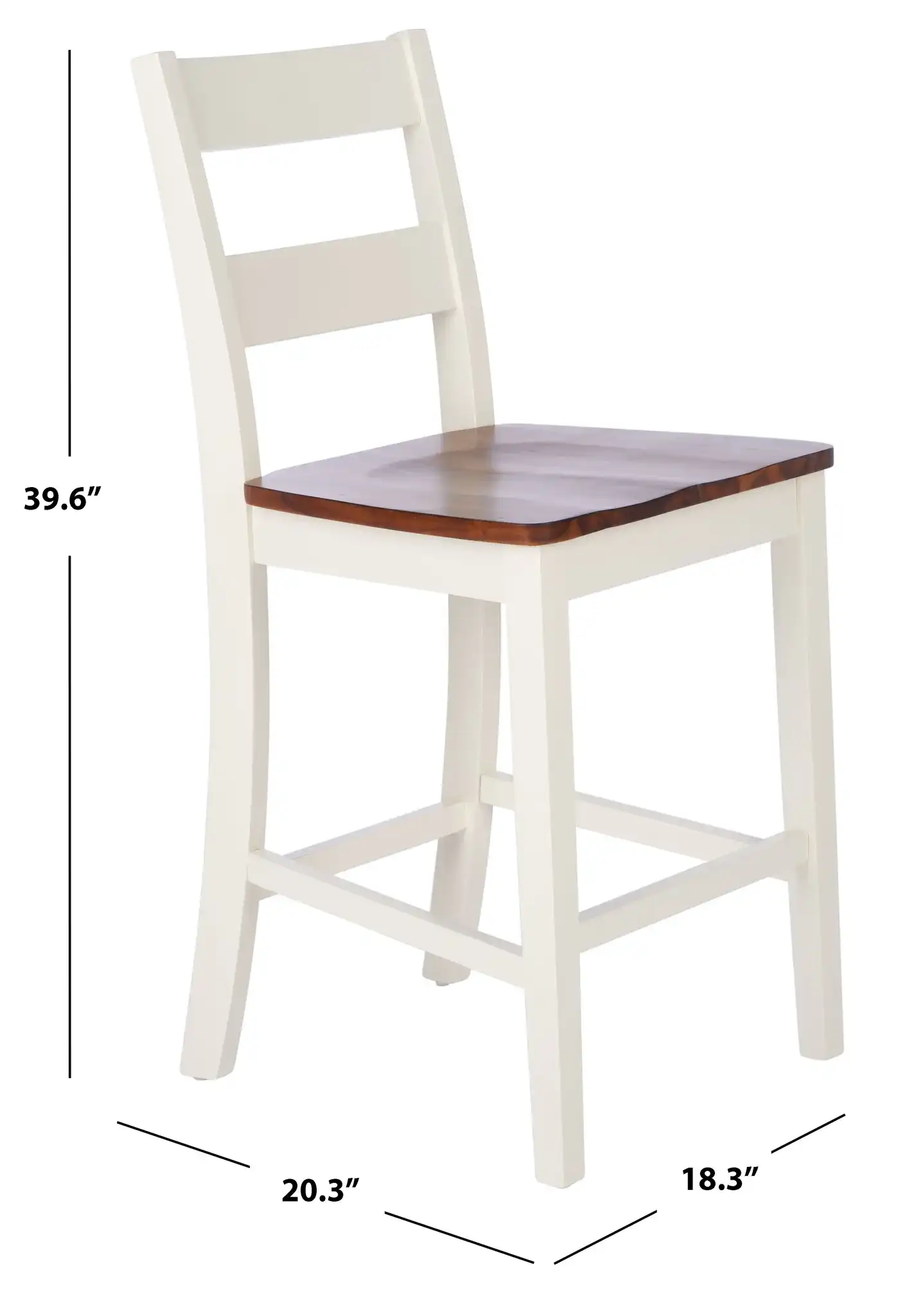 Yuri Counter Stool (Set of 2) in White / Natural, detail view