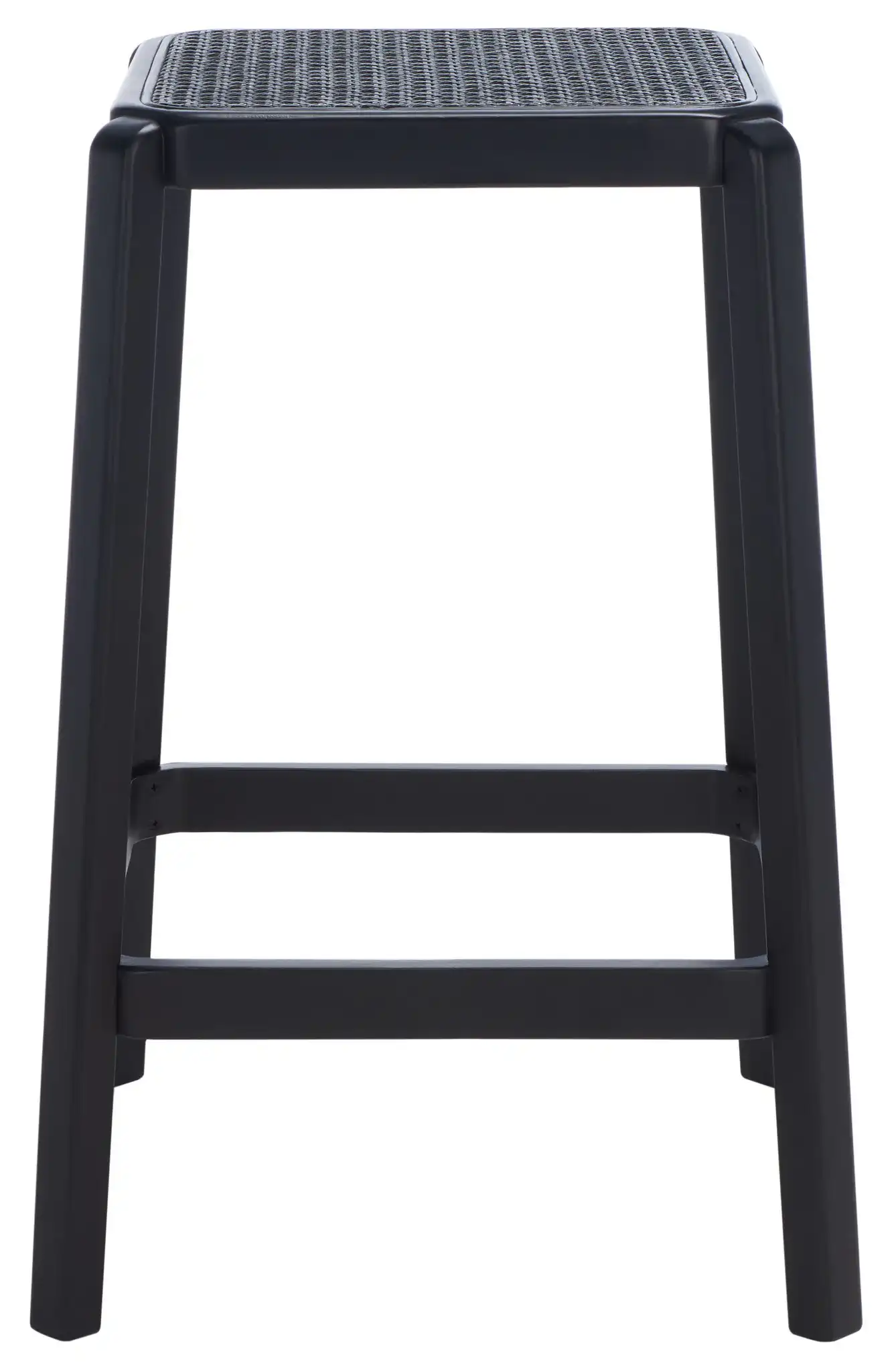 Silus Backless Cane Counter Stool in Black, detail view