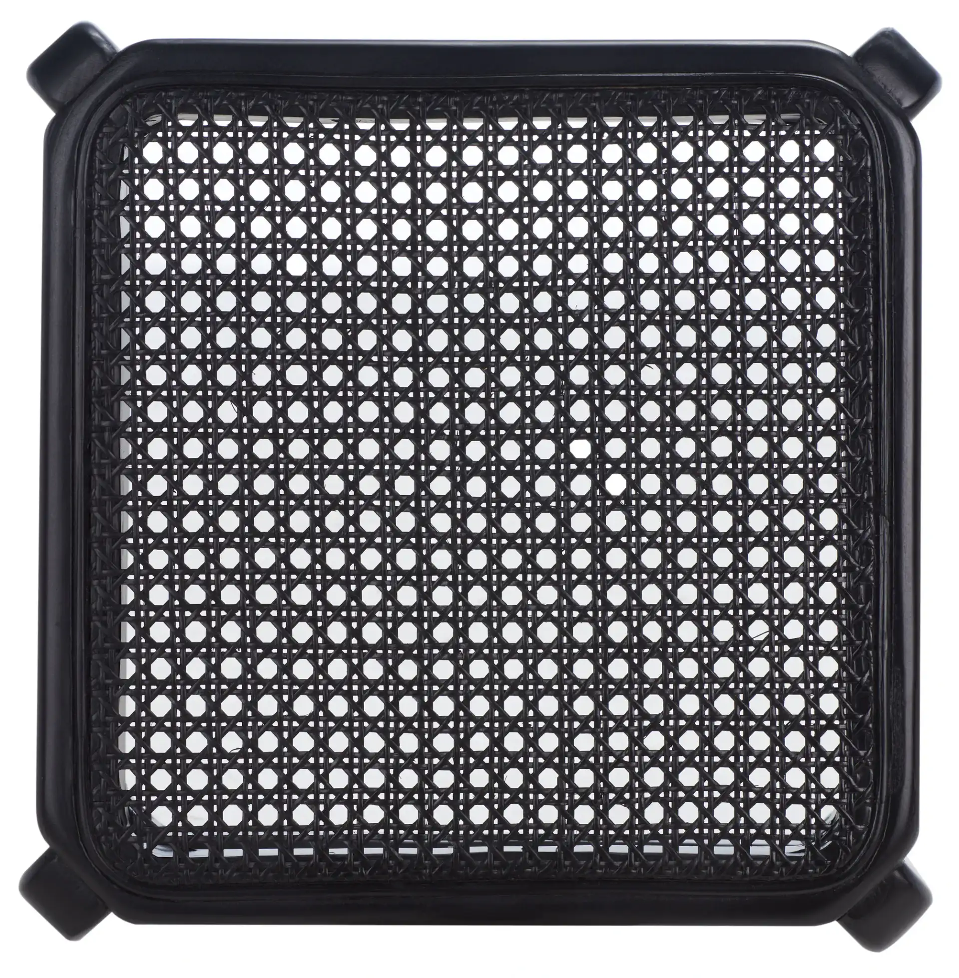 Silus Backless Cane Counter Stool in Black, detail view