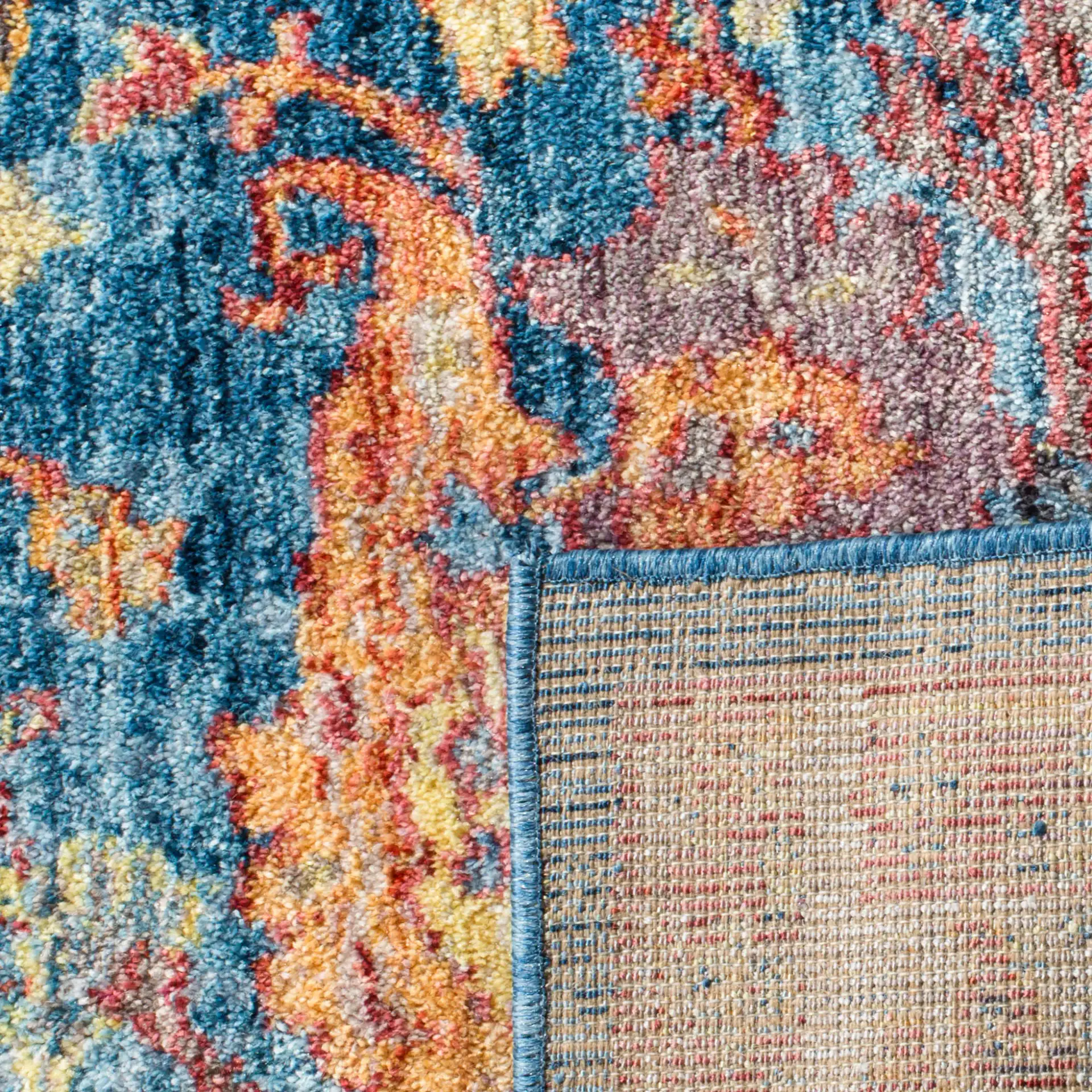 Bristol Persian Bordered Rug in Blue / Light Gray in a styled room