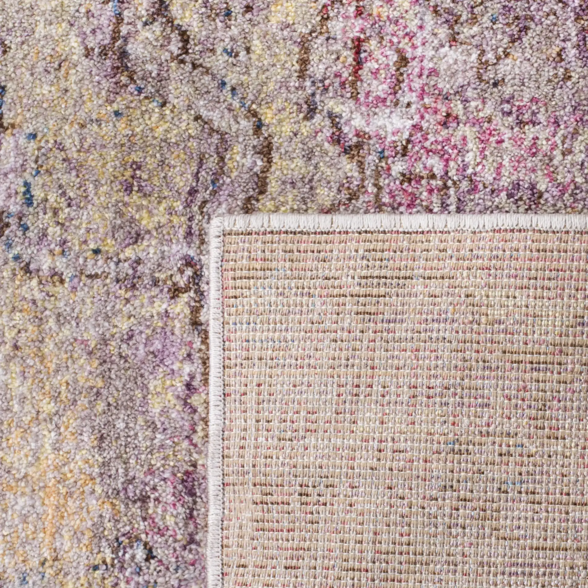 Bristol Distressed Palmette Rug in Pink / Gray in a styled room