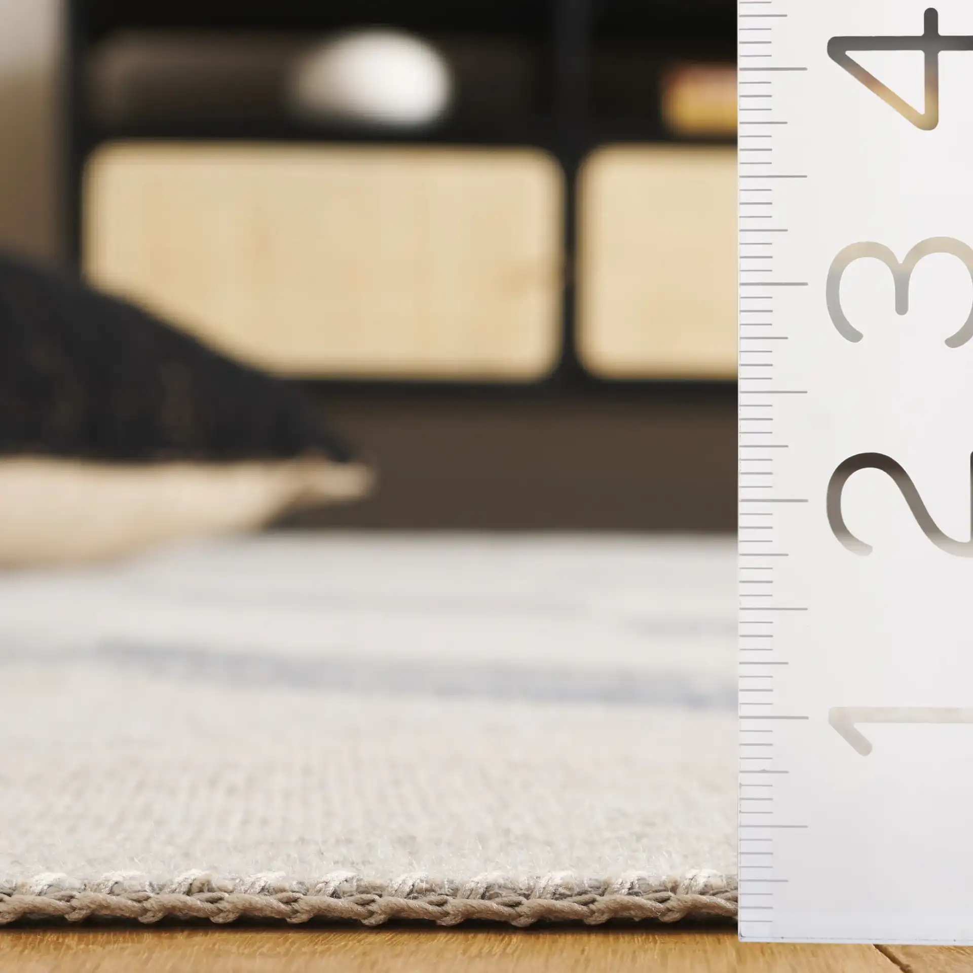 Cabo Cube Rug in Beige / Light Gray in a styled room