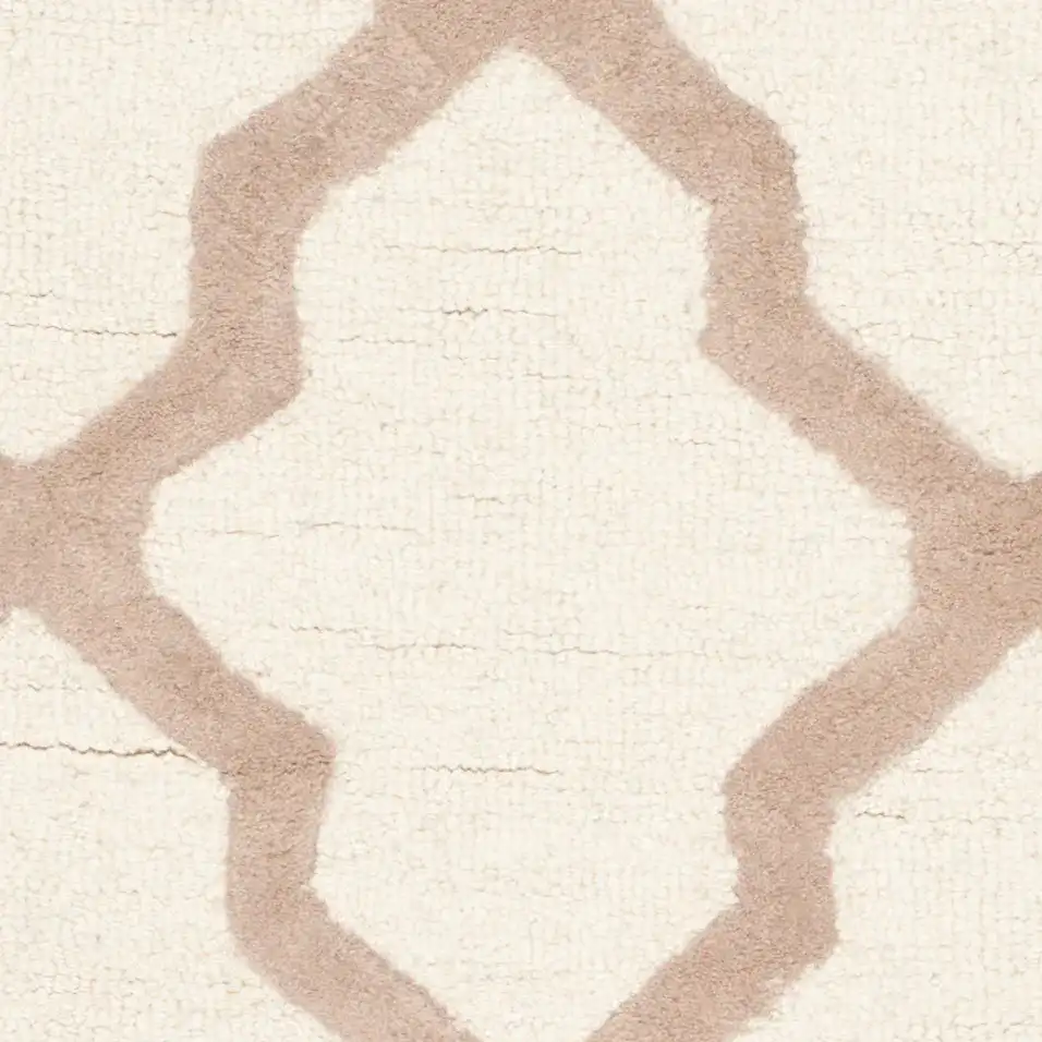 Cambridge Trellis Hand-Tufted Rug in Ivory / Beige in a styled room