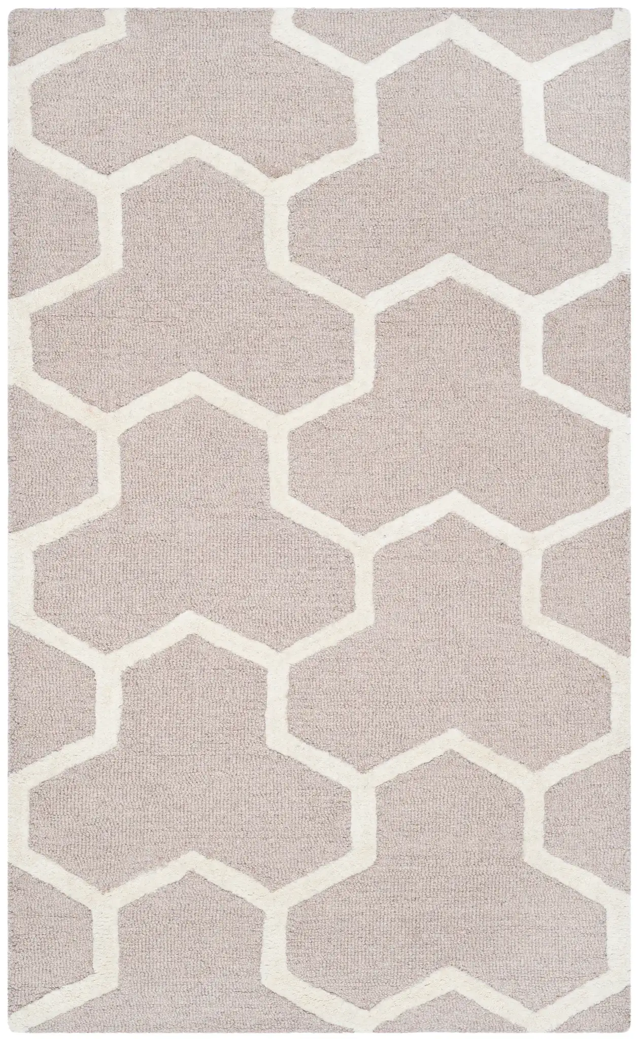 Cambridge Interlocking Geometric Hand-Tufted Wool Rug in Beige / Ivory