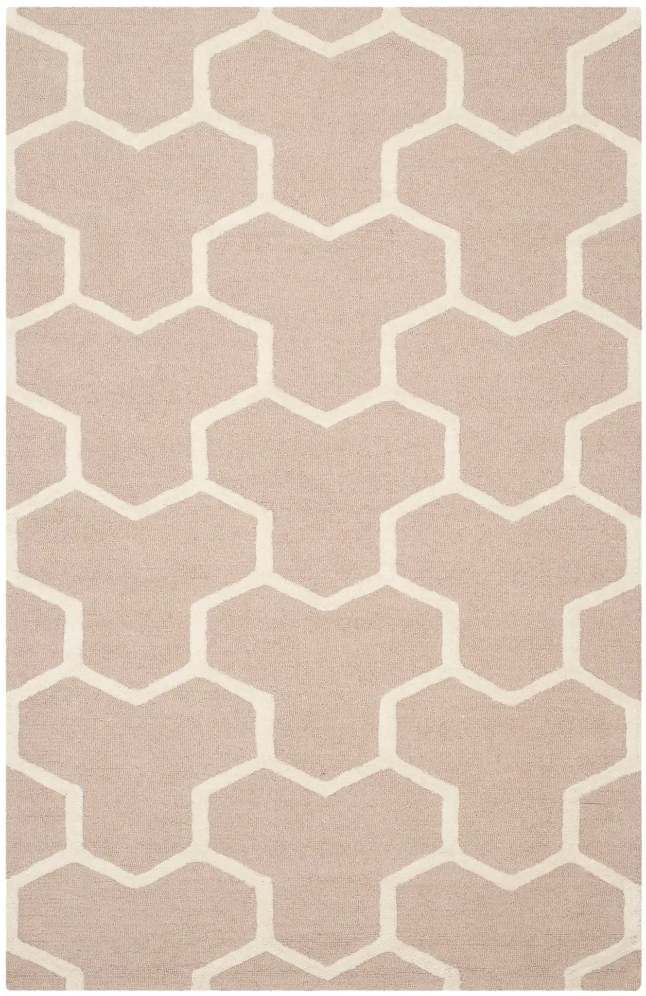 Cambridge Interlocking Geometric Hand-Tufted Wool Rug in Beige / Ivory, detail view