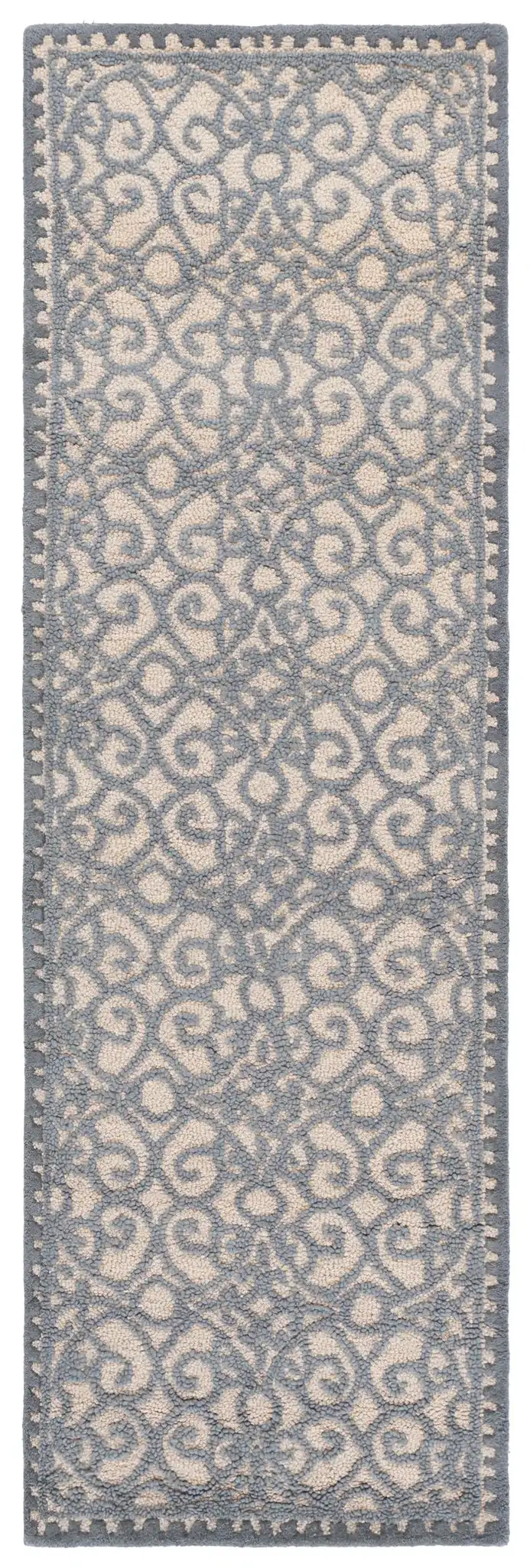 Cambridge Scroll Trellis Hand-Tufted Wool Rug in Glacier