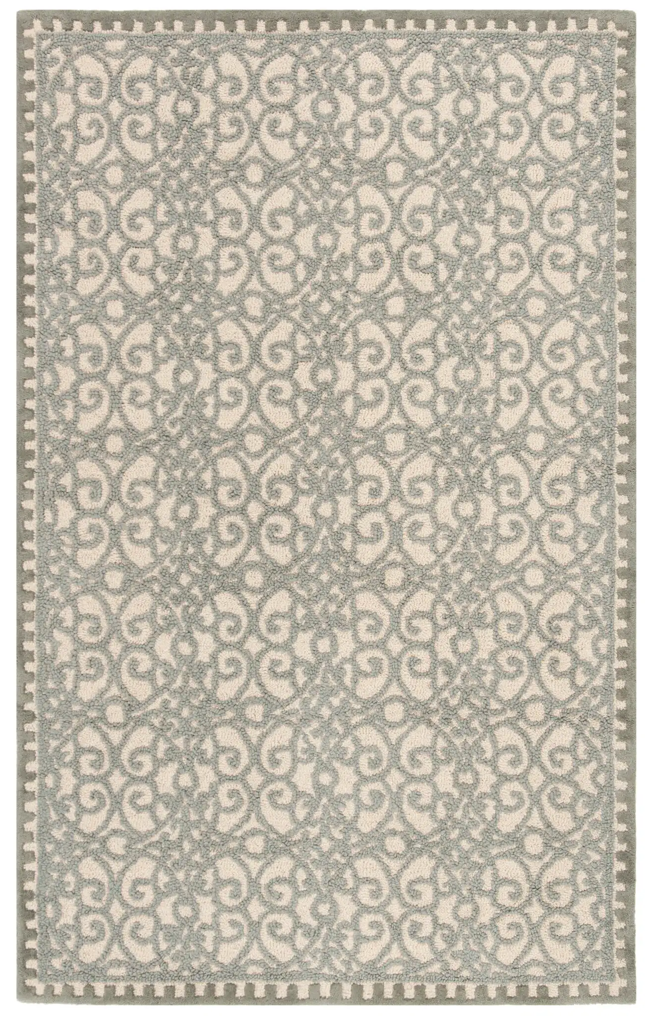 Cambridge Scroll Trellis Hand-Tufted Wool Rug in Glacier, detail view