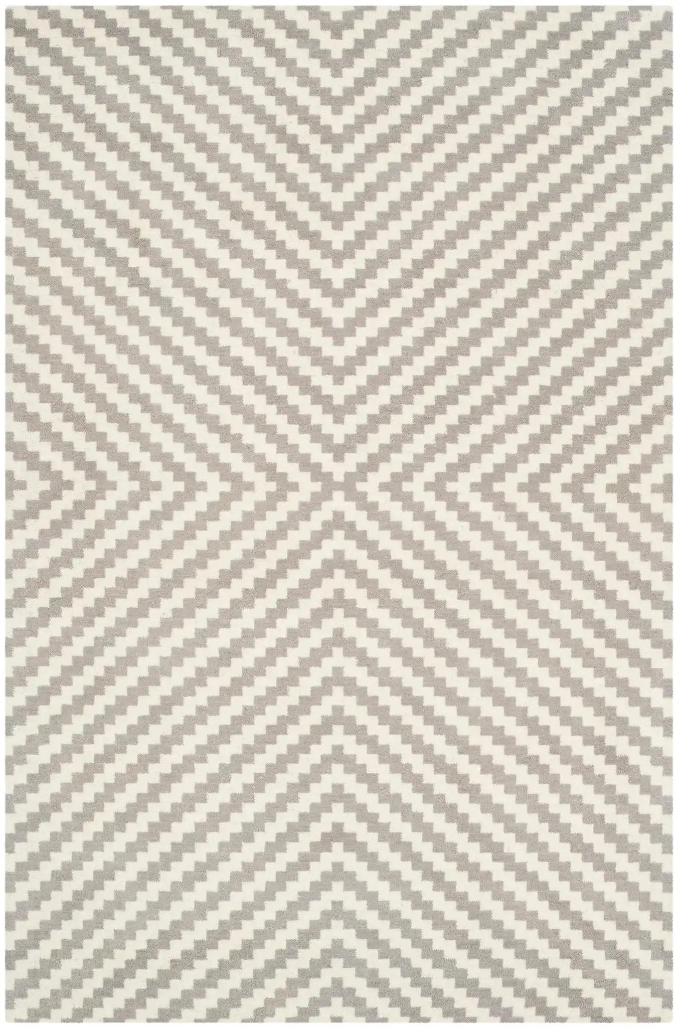 Cambridge Stepped Diamond Hand-Tufted Wool Rug in Gray / Ivory