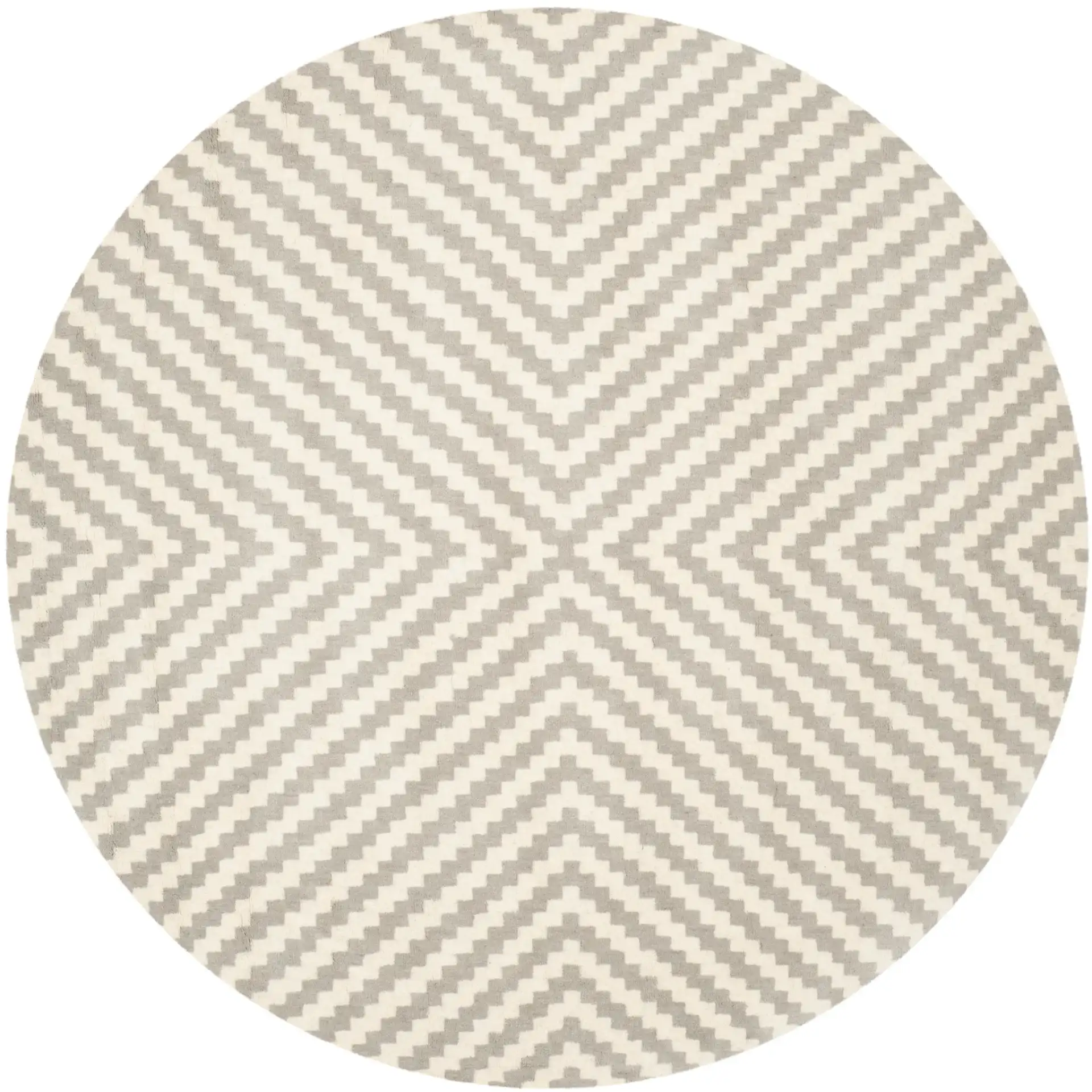 Cambridge Stepped Diamond Hand-Tufted Wool Rug in Gray / Ivory, detail view