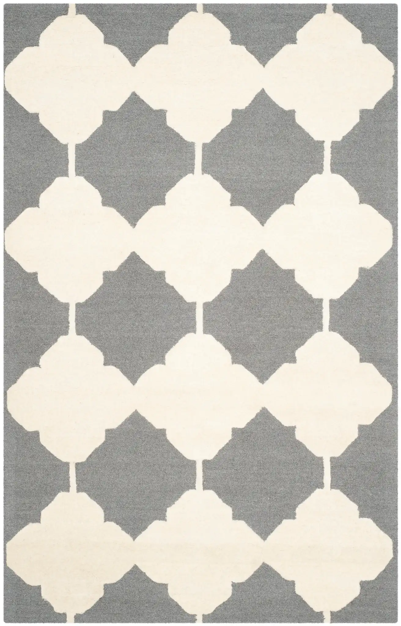 Cambridge Scalloped Diamond Hand-Tufted Wool Rug in Dark Gray / Ivory