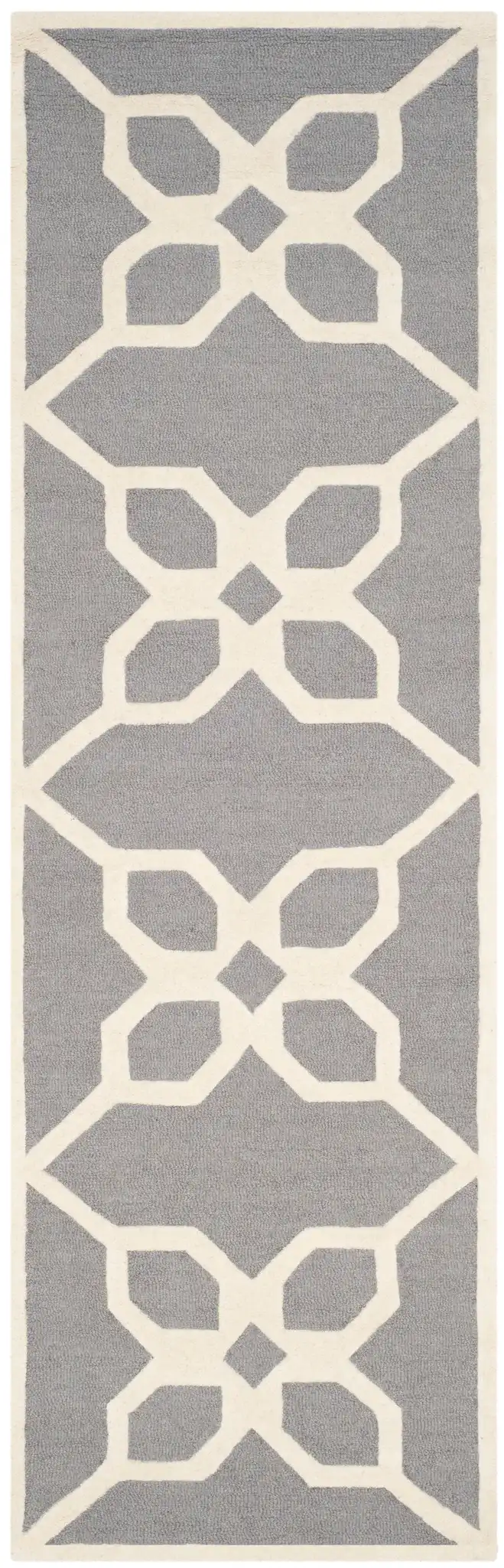 Cambridge Floral Trellis Hand-Tufted Wool Rug in Dark Gray / Ivory