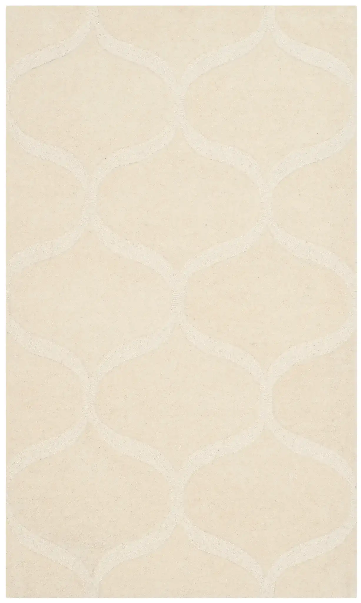 Cambridge Curved Lattice Hand-Tufted Wool Rug in Ivory