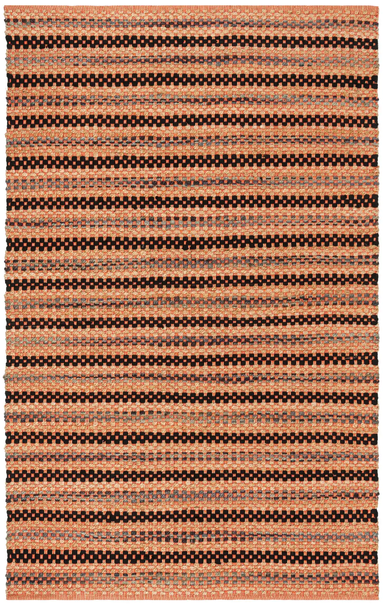Cape Cod Woven Dash Stripe Hand-Woven Rug in Orange / Black