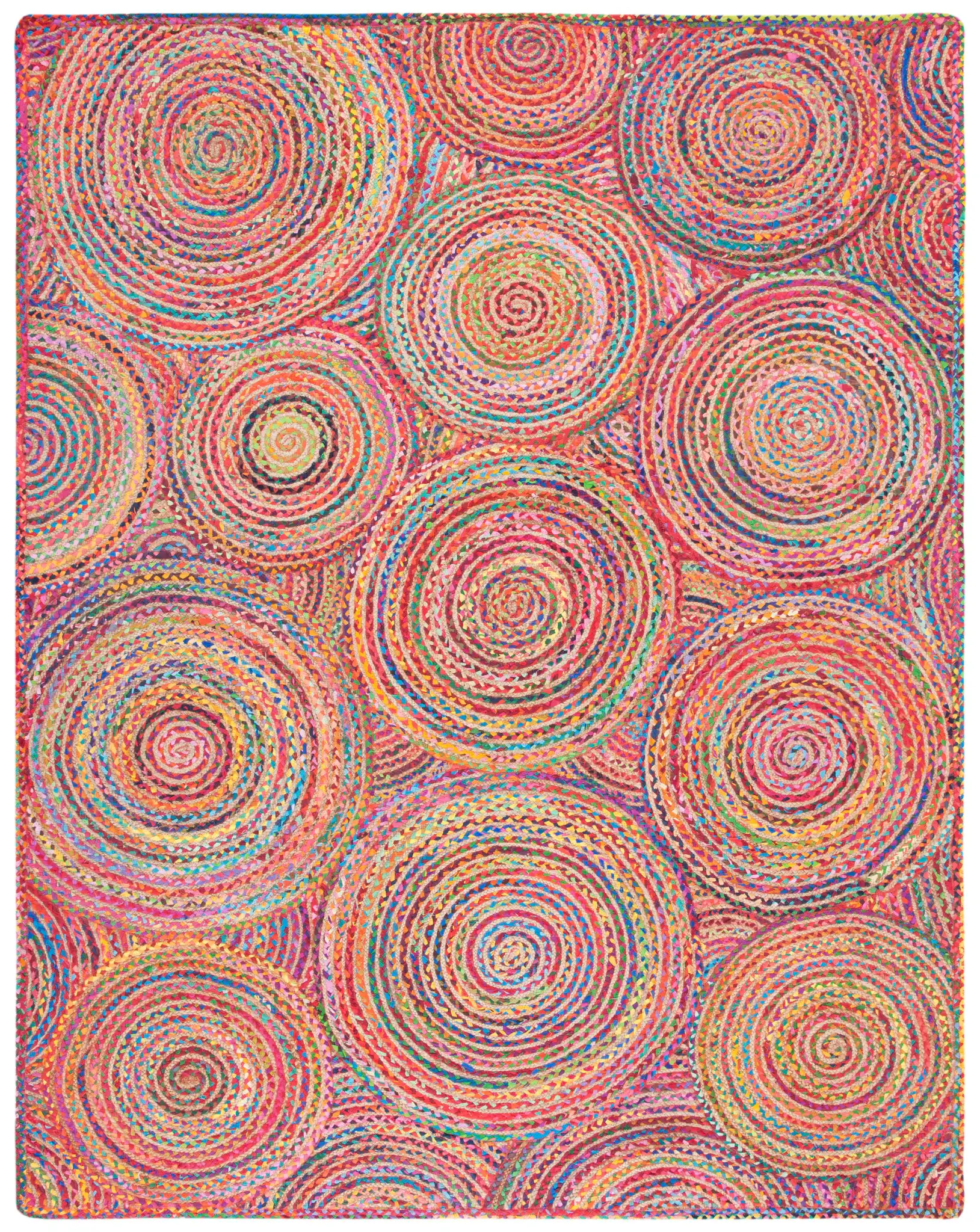 Cape Cod Concentric Circles Hand-Woven Rug in Red / Multicolor