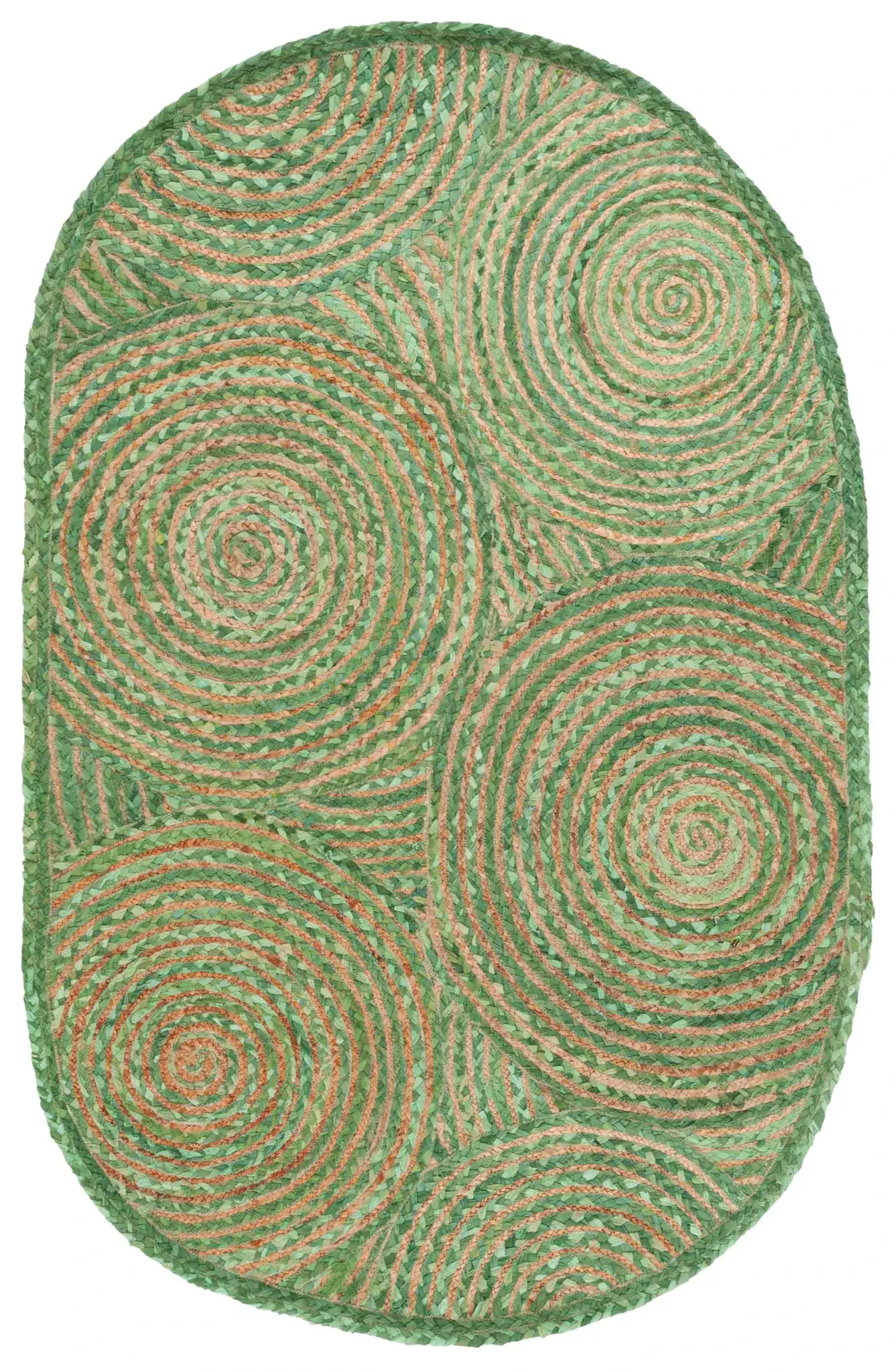 Cape Cod Concentric Circles Hand-Woven Rug in Green / Natural