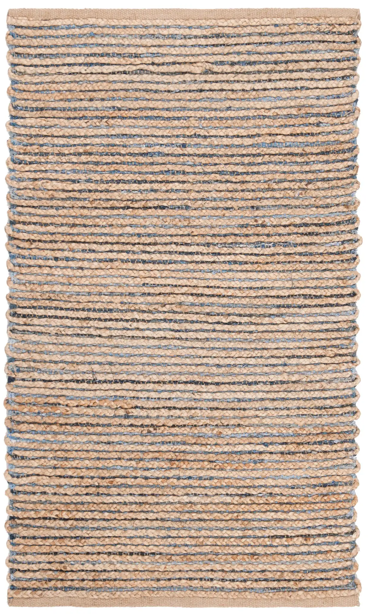 Cape Cod Corded Stripe Hand-Woven Rug in Natural / Blue