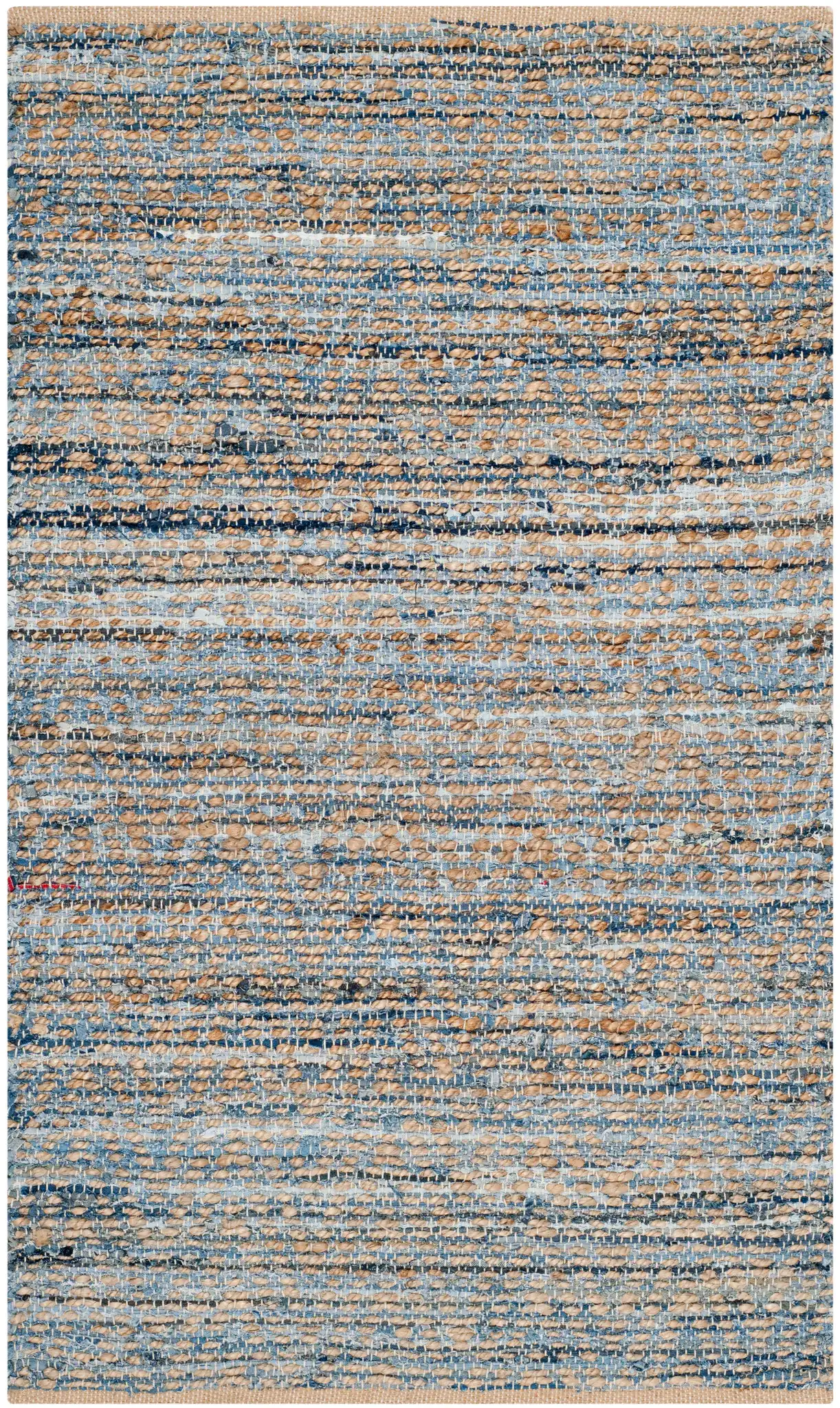 Cape Cod Striated Hand-Woven Rug in Natural / Blue